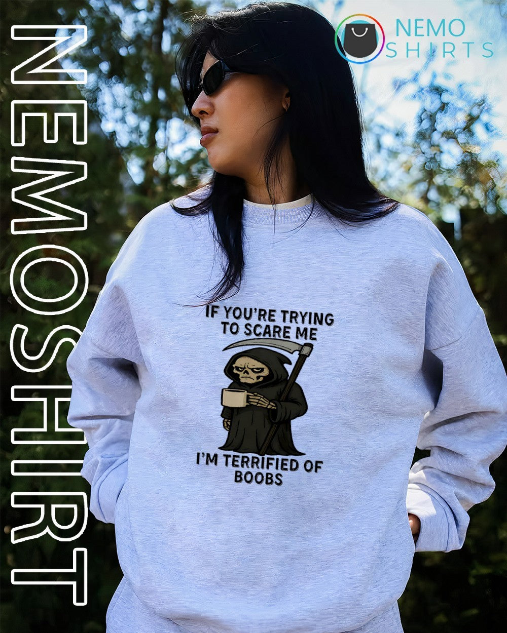 Skeleton if you’re trying to scare me I’m terrified of boobs shirt
