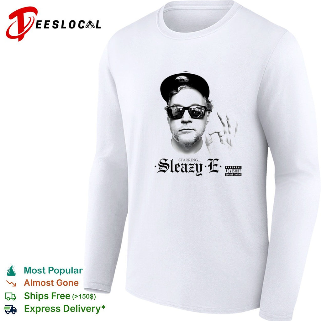 Sleazy E starring man parental advisory explicit content shirt