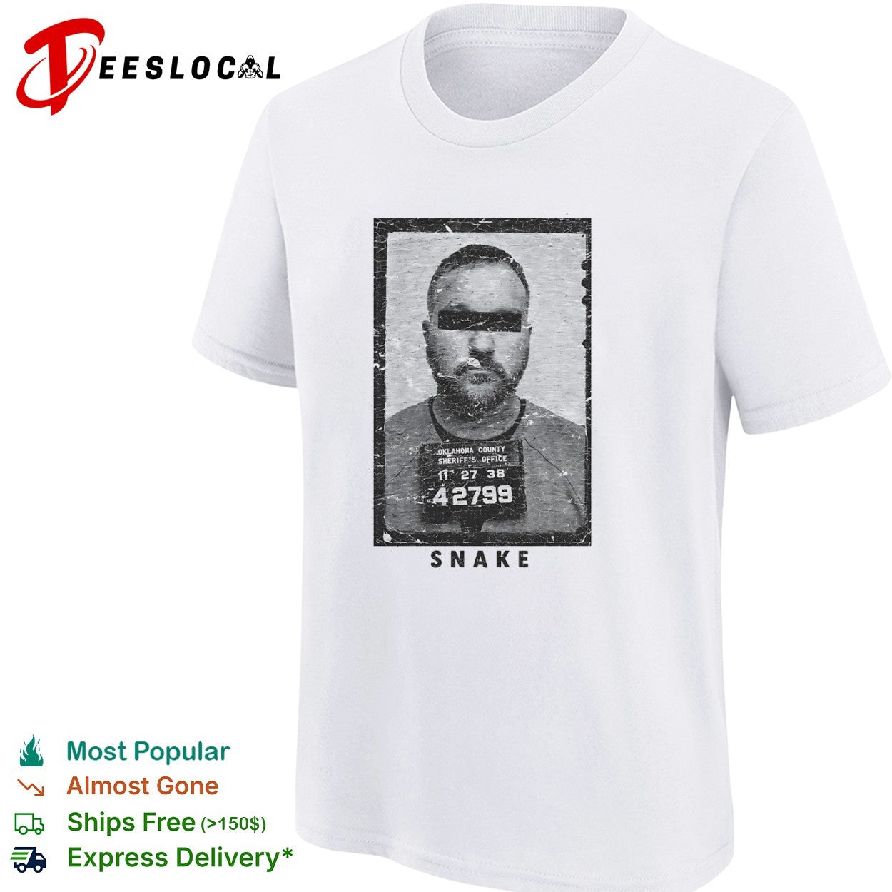 Snake Plissken Escape from New York Oklahoma County Sheriffs Office mugshot shirt