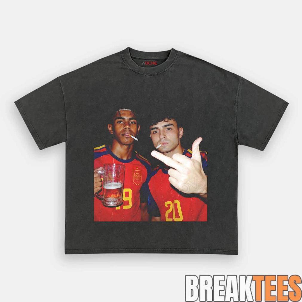 Spain Drunk Smoke Repeat Football Tee