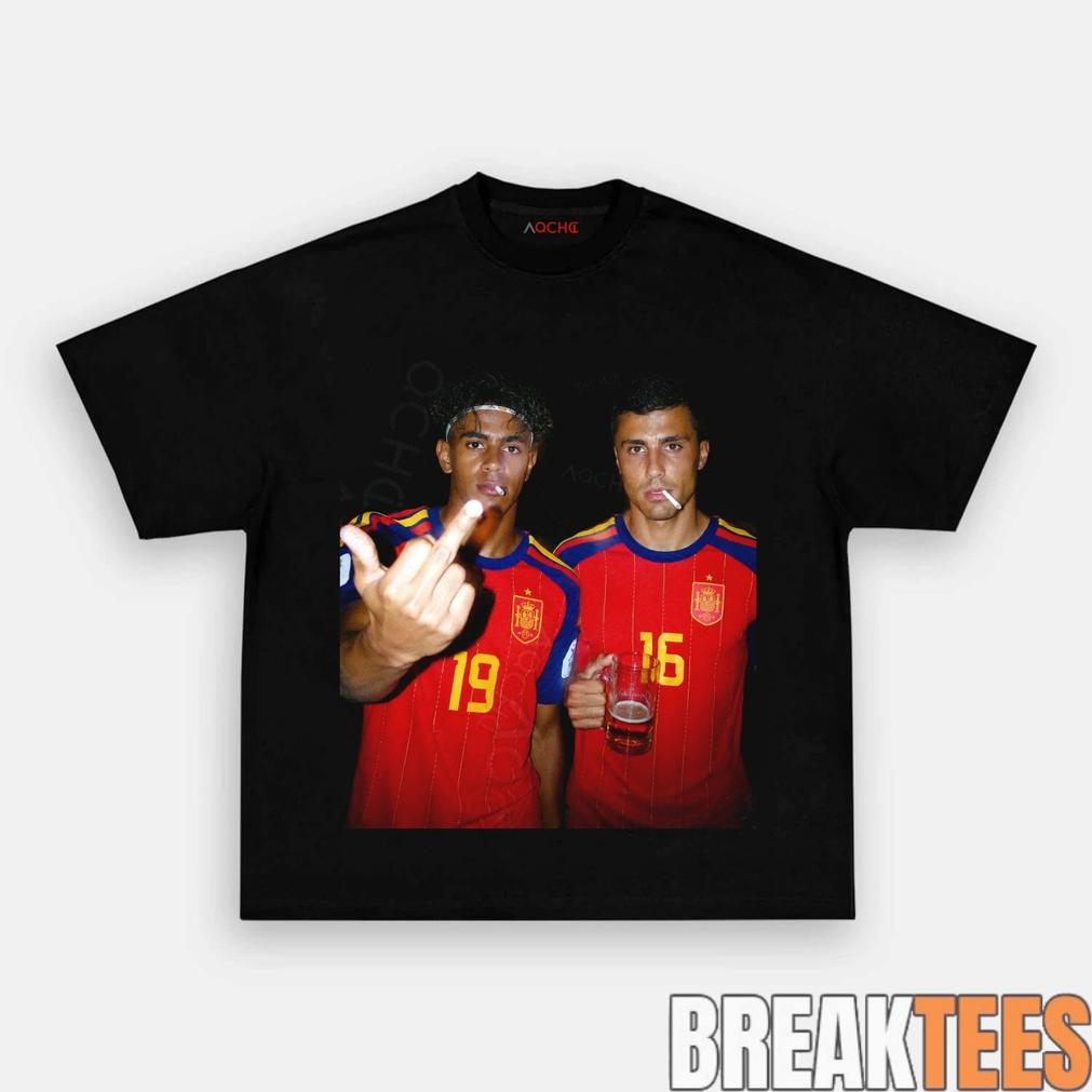 Spain Football Rodri x Lamal Drunk Middle Finger T-Shirt