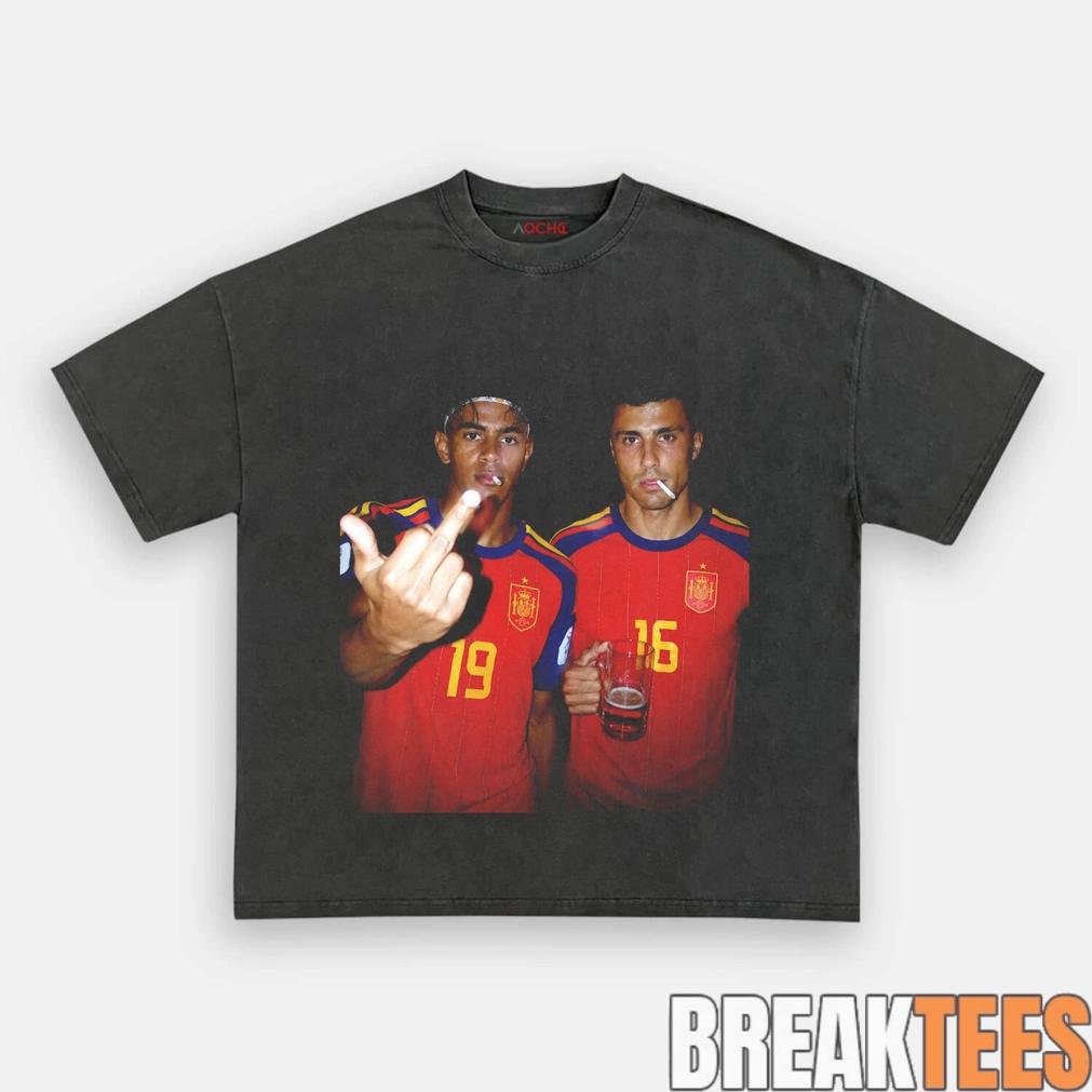 Spain Football Rodri x Lamal Drunk Middle Finger T-Shirt