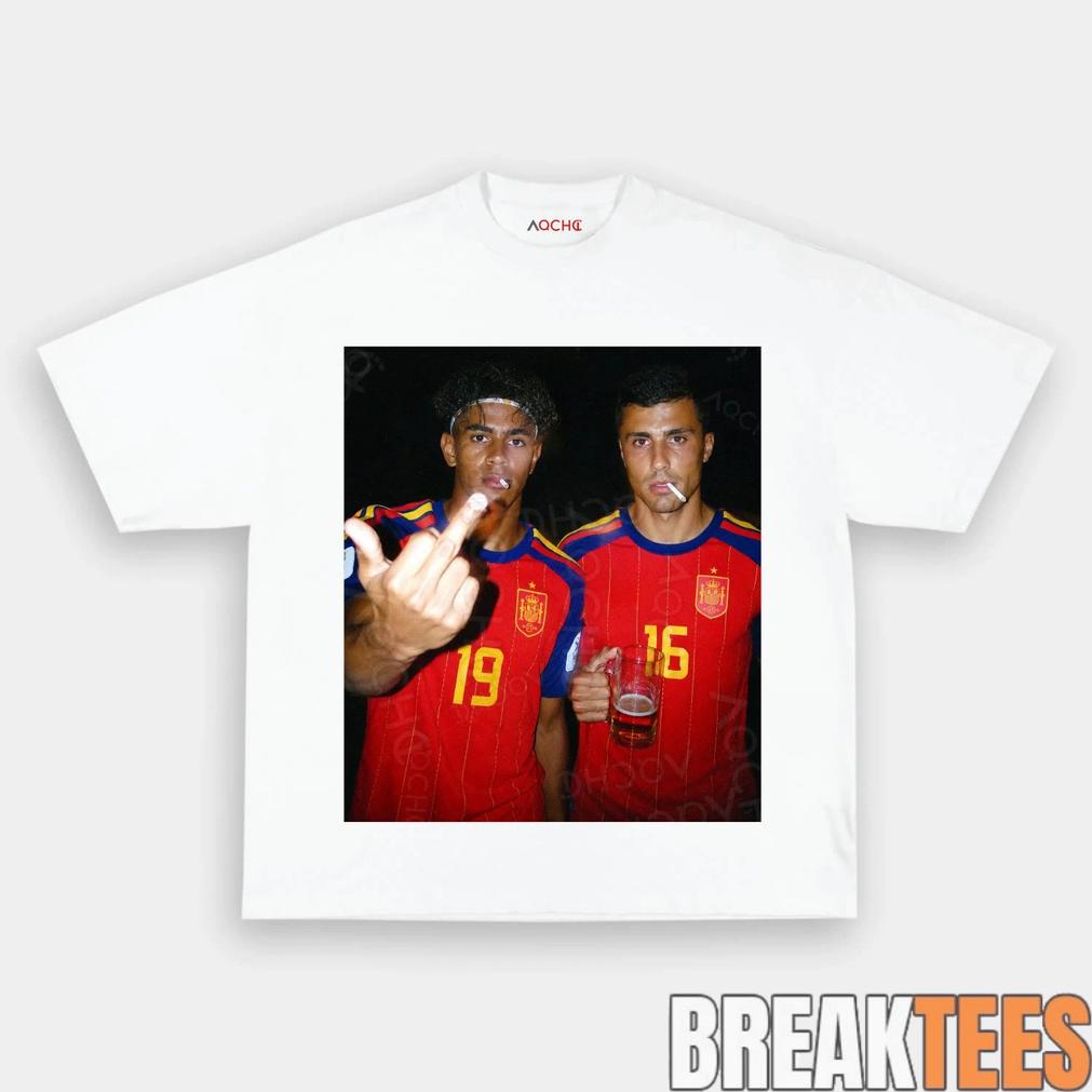 Spain Football Rodri x Lamal Drunk Middle Finger T-Shirt