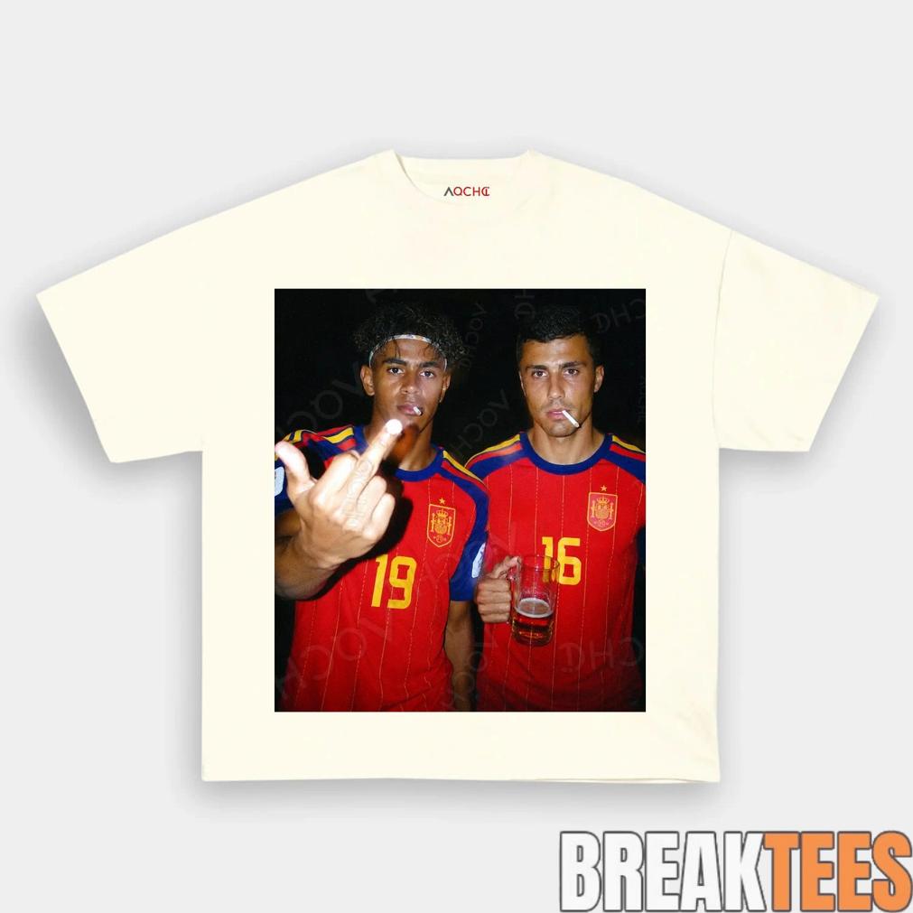 Spain Football Rodri x Lamal Drunk Middle Finger T-Shirt