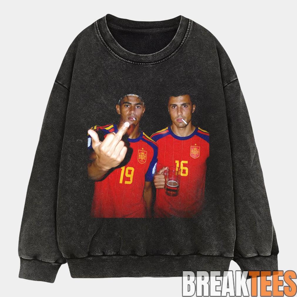 Spain Football Rodri x Lamal Drunk Middle Finger T-Shirt