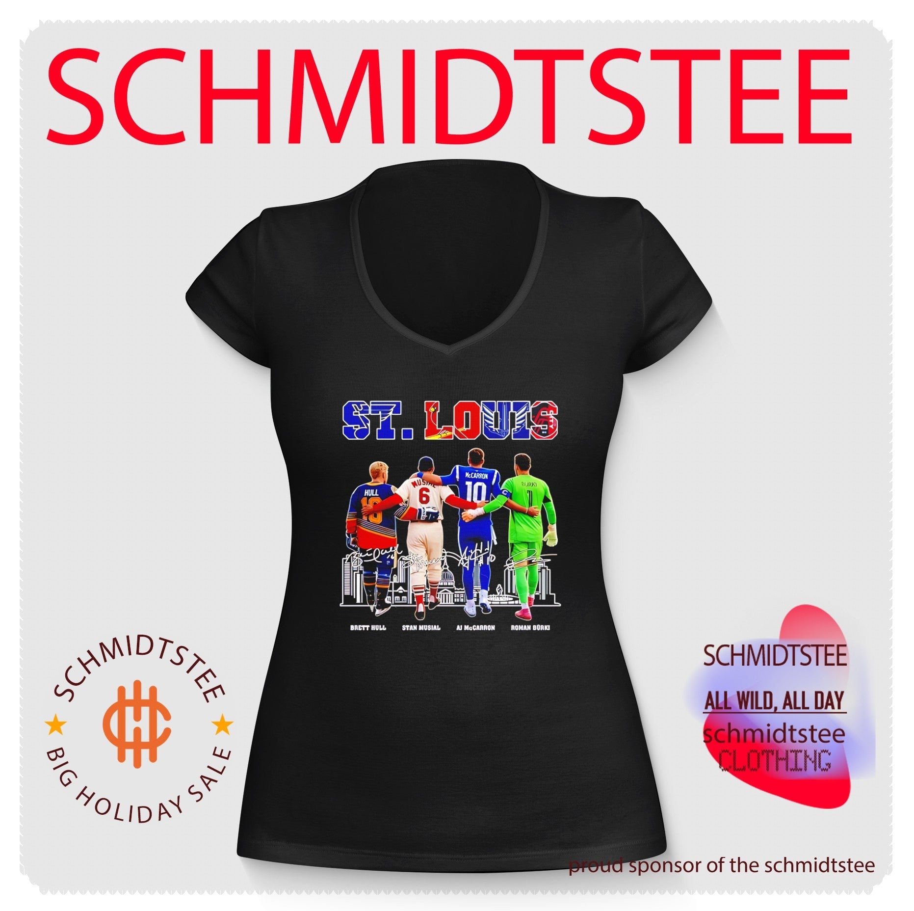 St. Louis sports Brett Hull Stan Musial skyline signature shirt