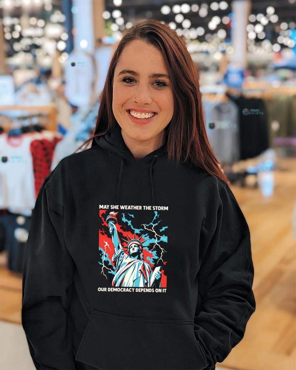 Statue of Liberty may she weather the storm our democracy depends on it shirt