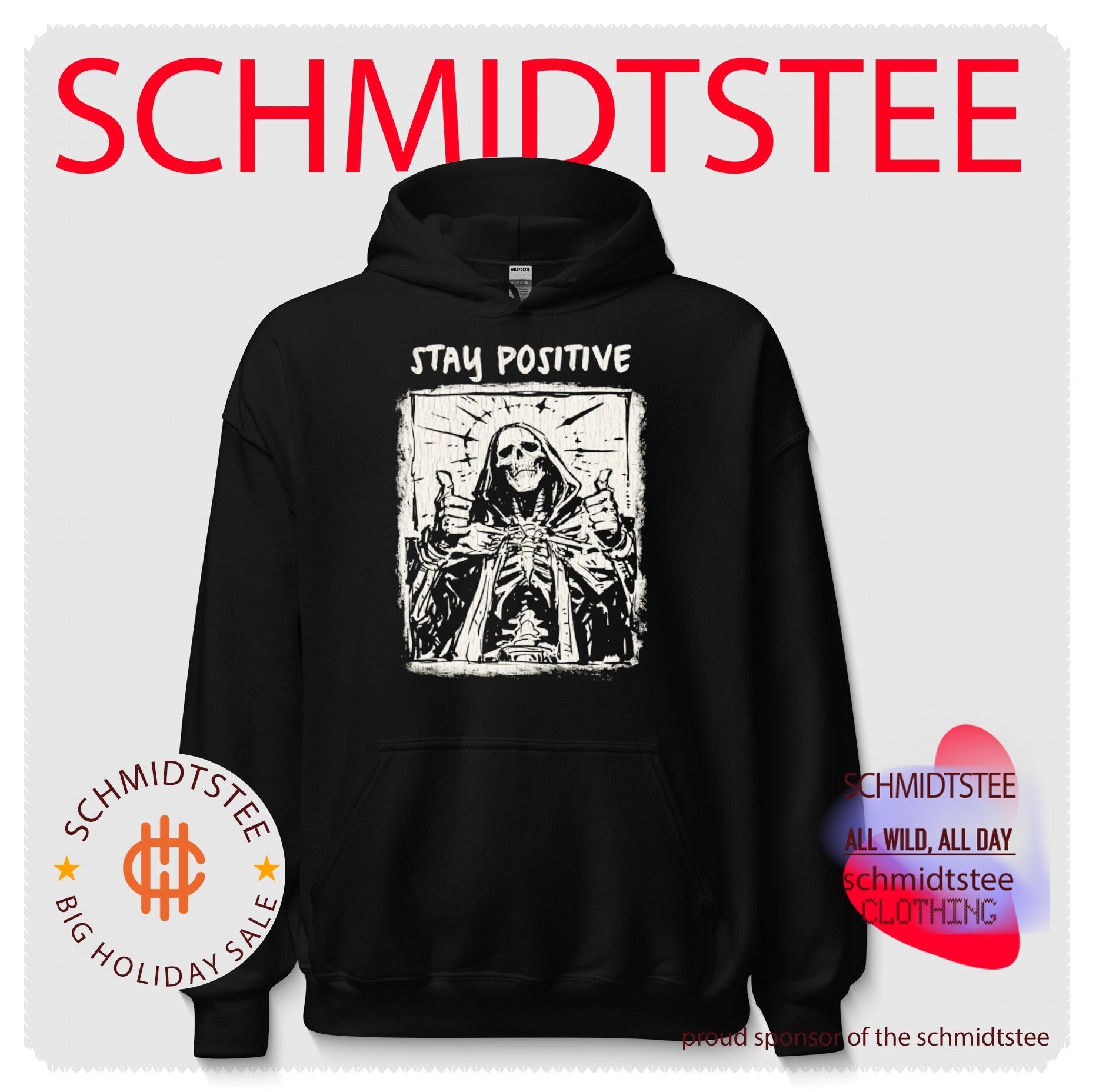 Stay Positive Skeleton Thumbs Up grim reaper shirt