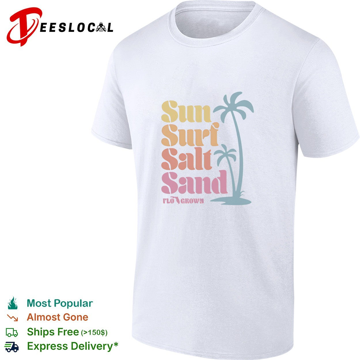 Sun surf salt sand palm tree FloGrown shirt