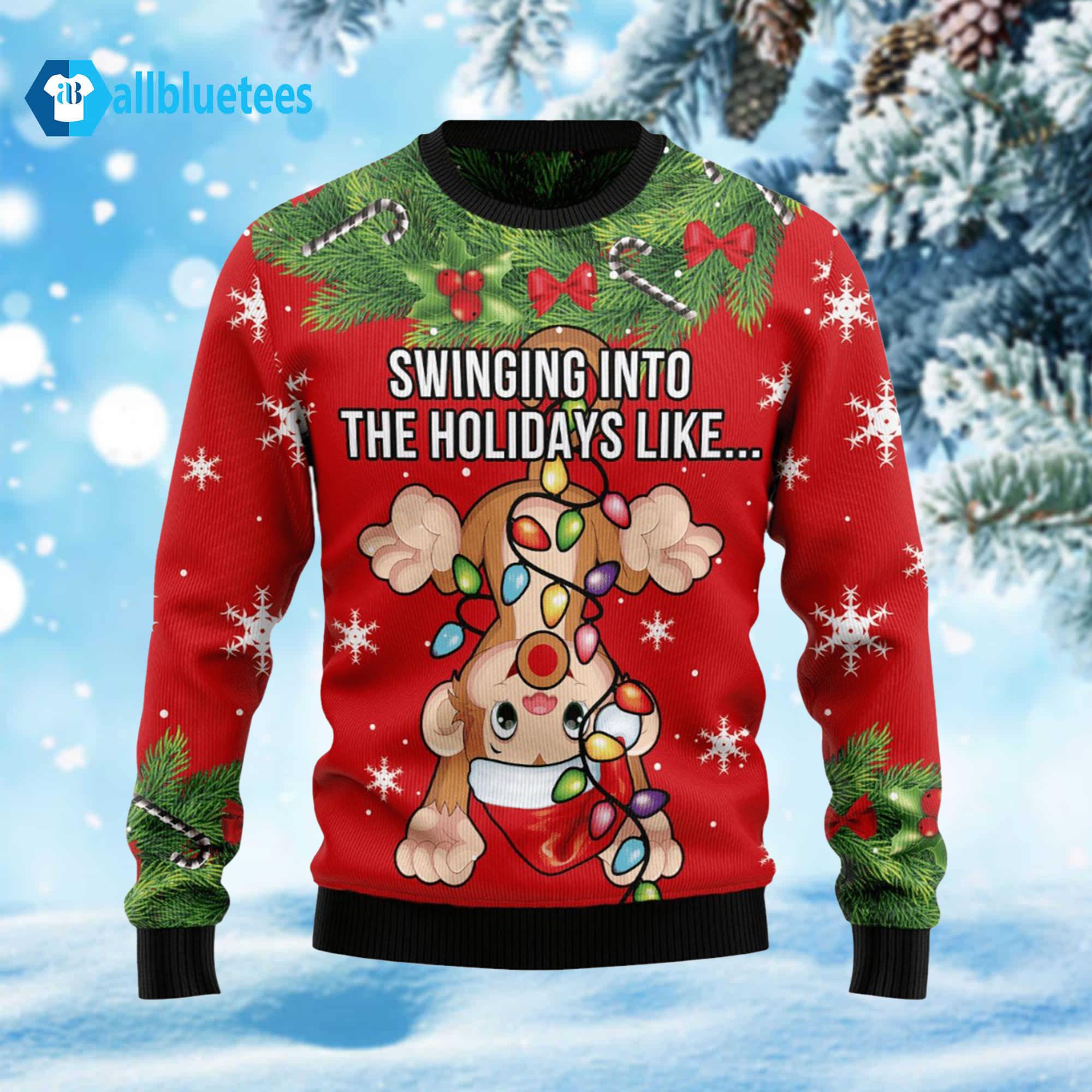Swinging Into The Holidays Like Monkey Ugly Christmas Sweater