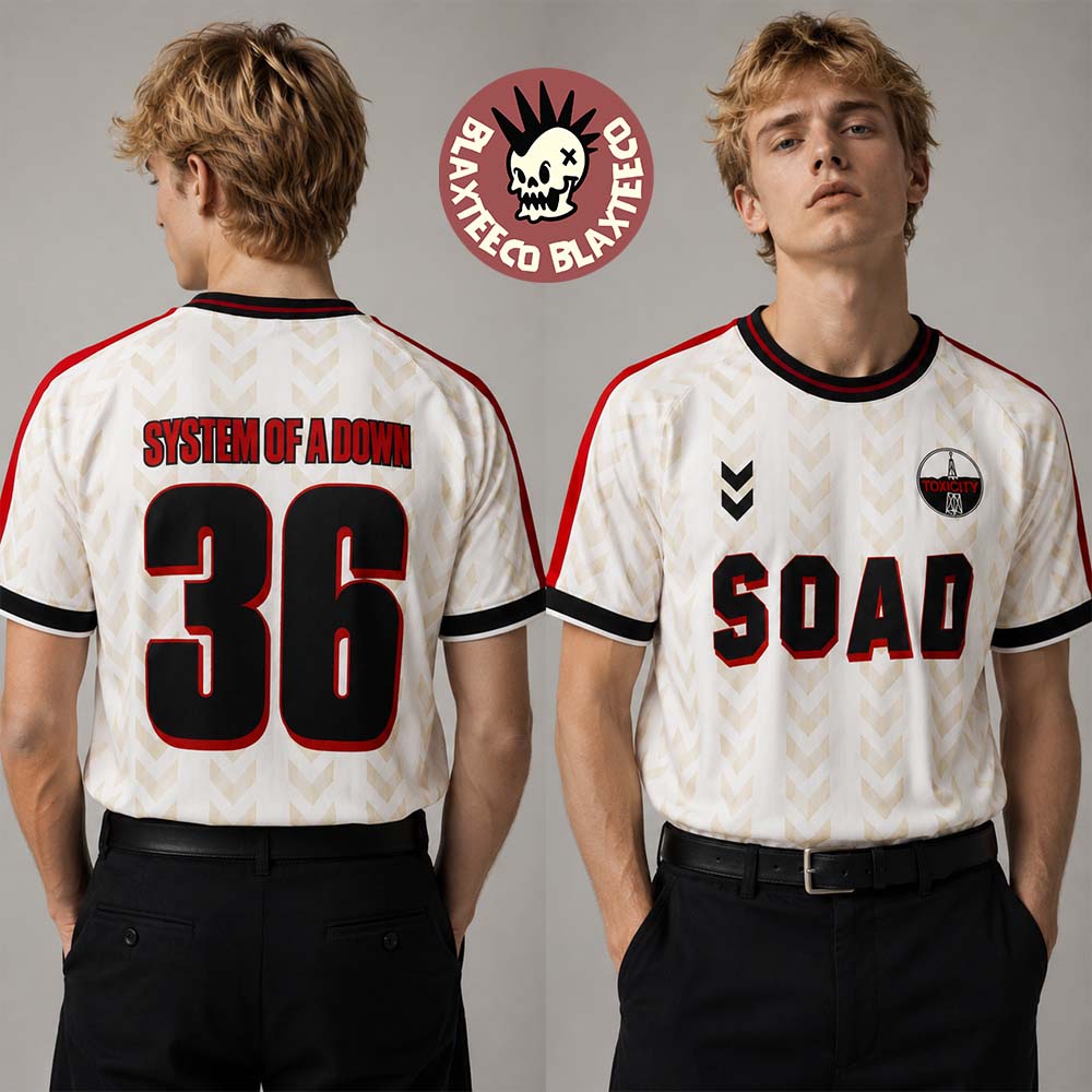 System Of A Down EU And UK 2026 Tour Pop Up Shop Merch White Football Jersey Shirt