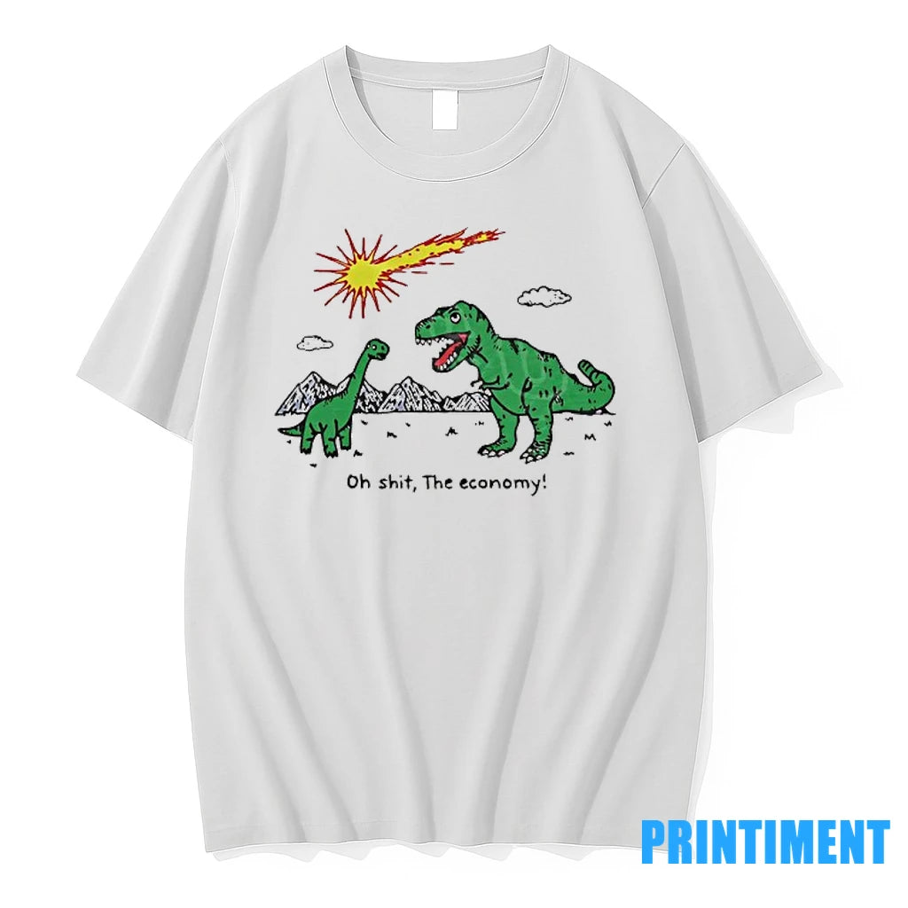 T Rex And Apatosaurus Falling Meteor Oh Shit The Economy Tshirts Sweater