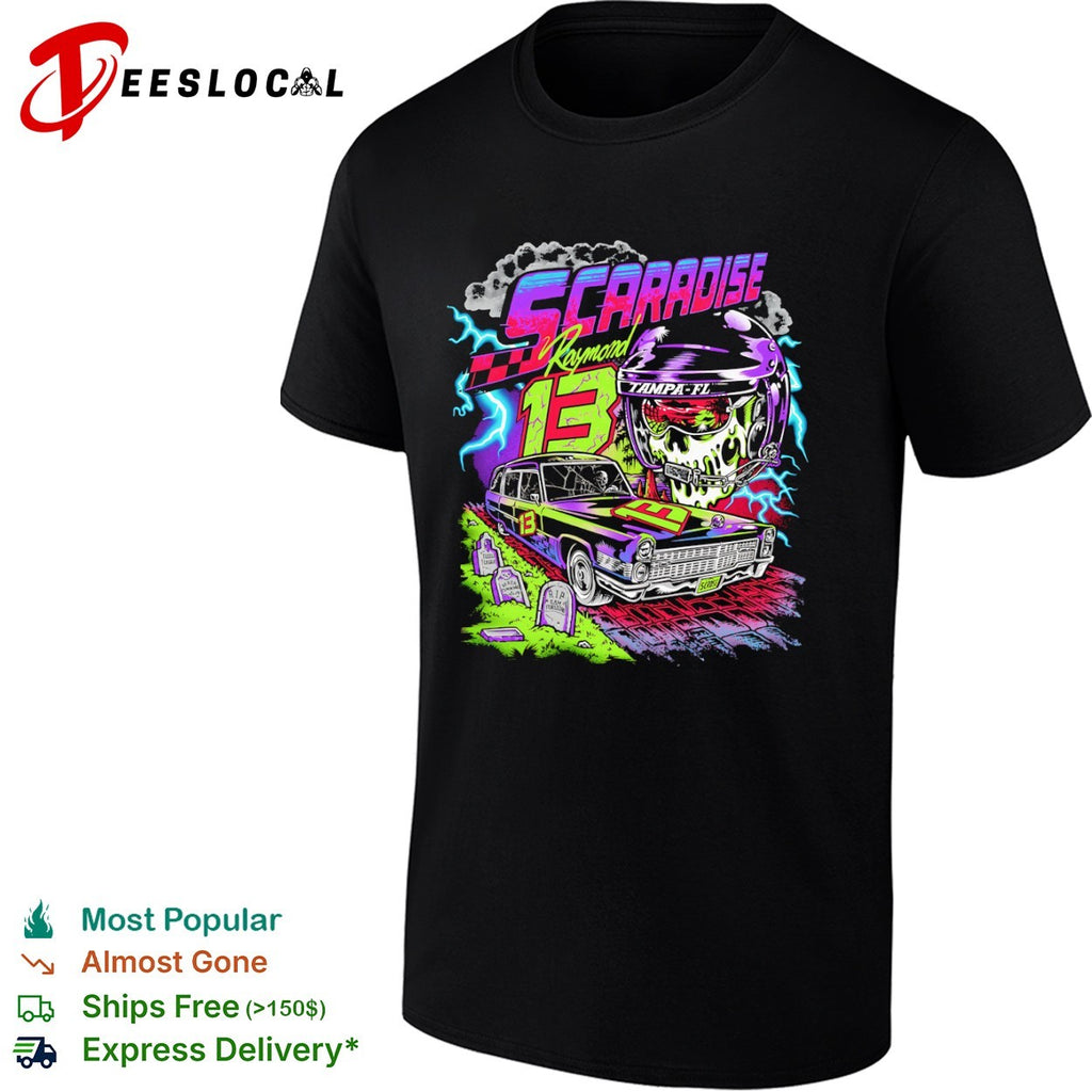 Tampa FL Scaradise Raymond 13 skull car shirt