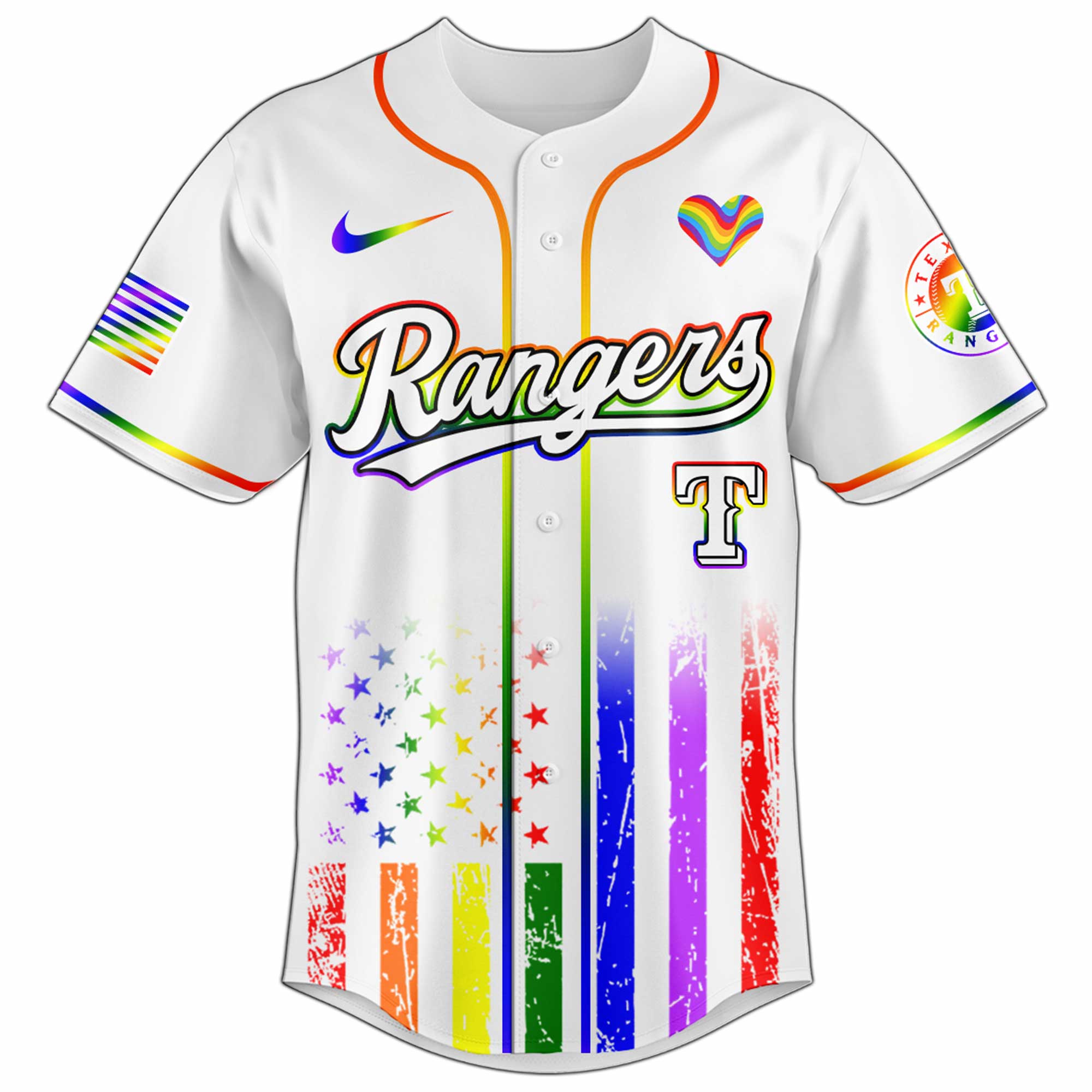 Texas Rangers Happy Pride Month Baseball Jersey