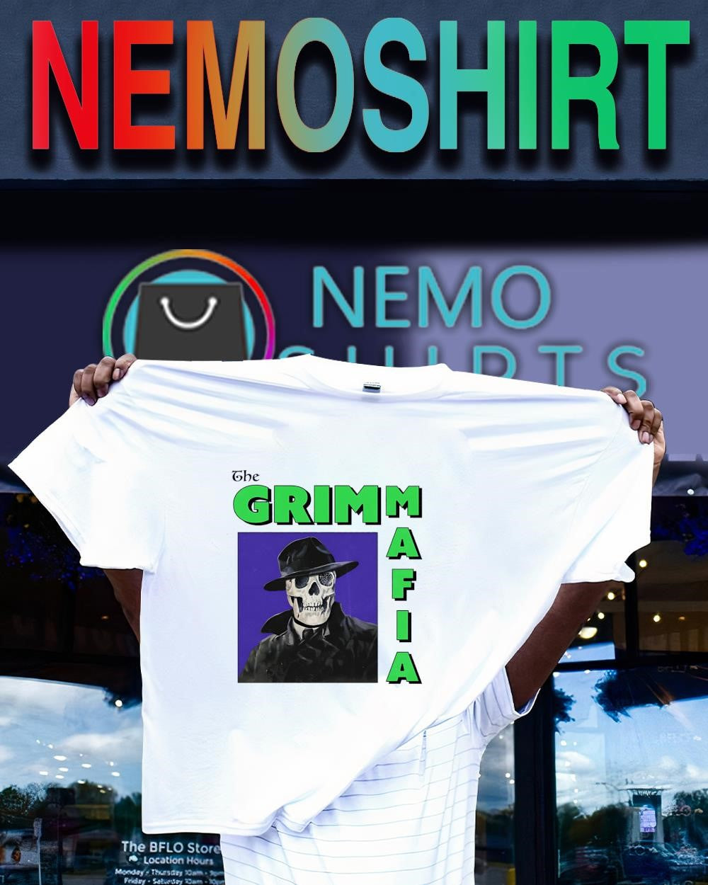 The Grimm Mafia anime series skeleton shirt