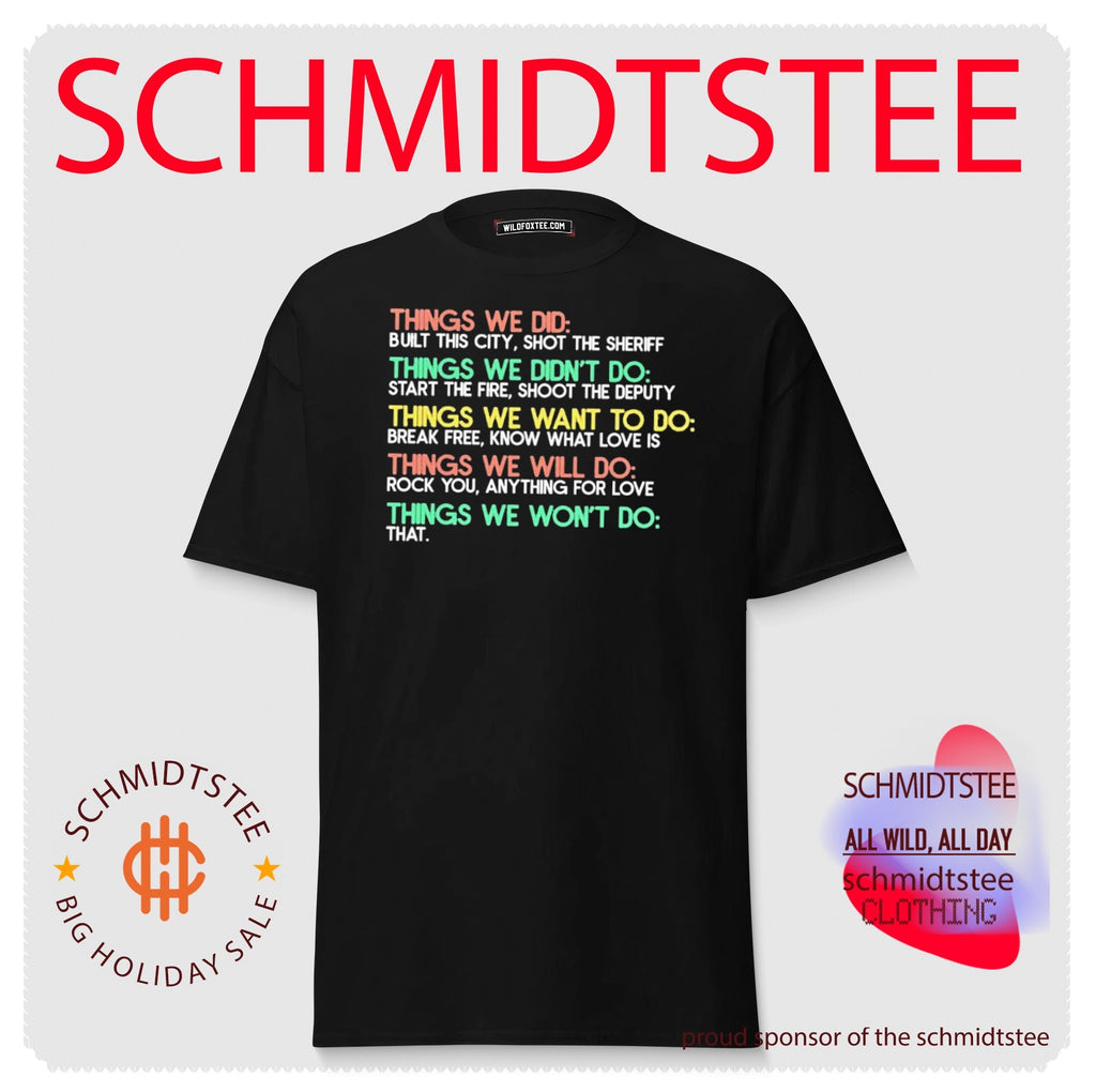 Things We Did and Didn’t Do Music Lyrics List shirt