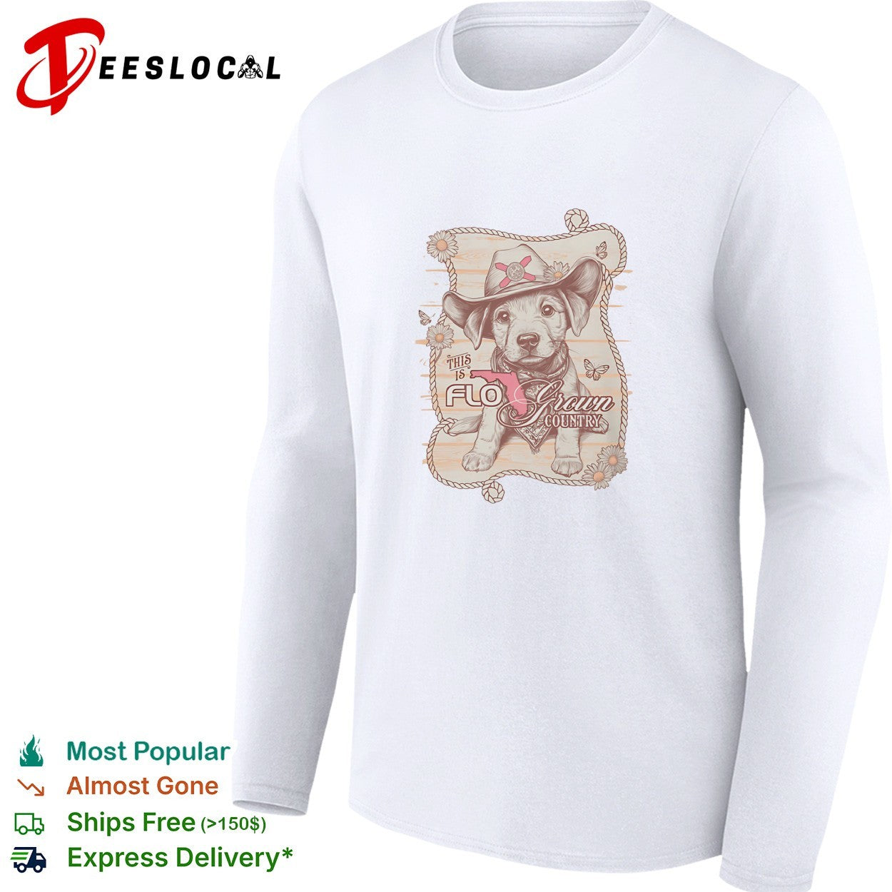 This is FloGrown country puppy cowboy hat shirt