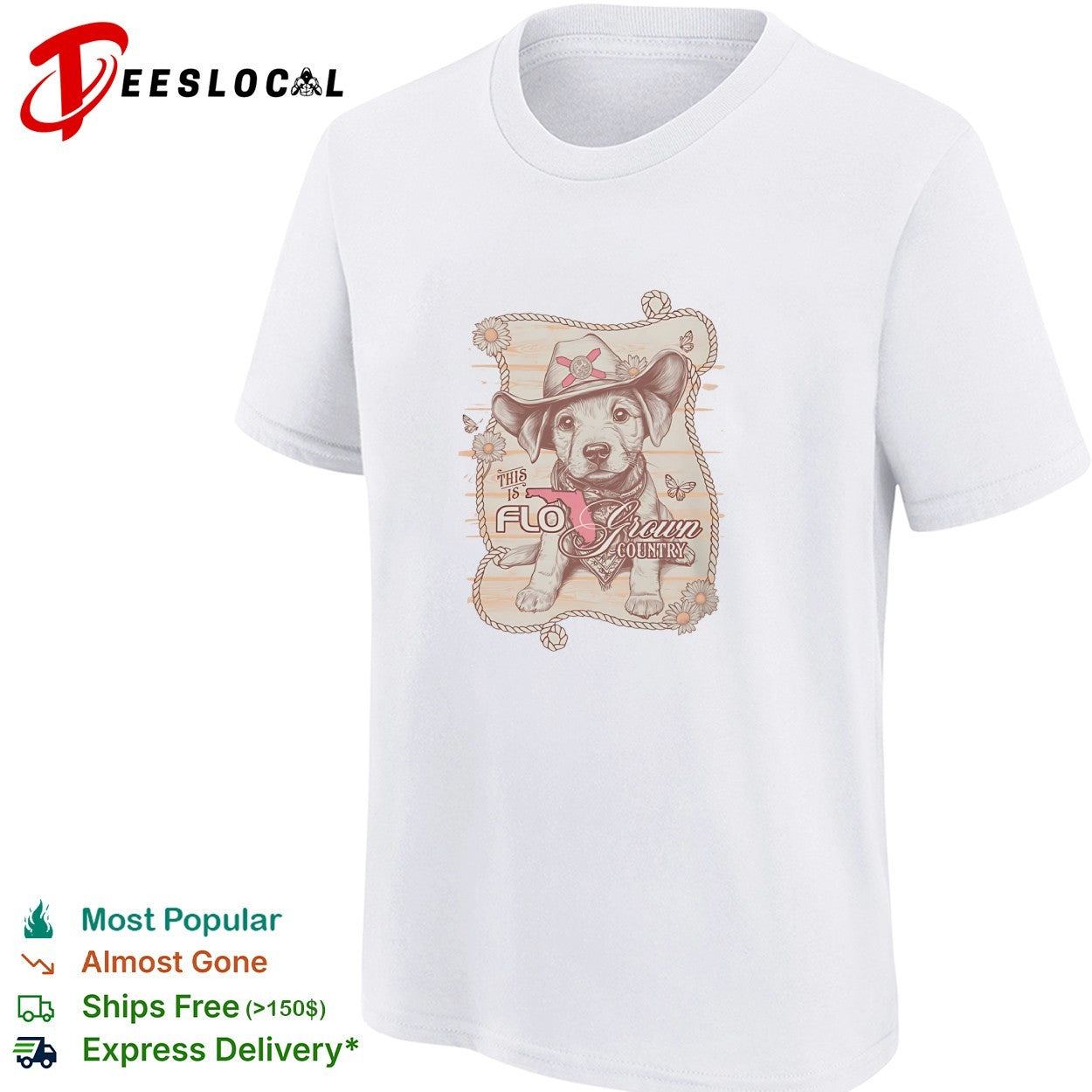 This is FloGrown country puppy cowboy hat shirt