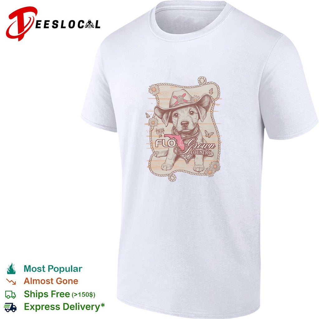 This is FloGrown country puppy cowboy hat shirt