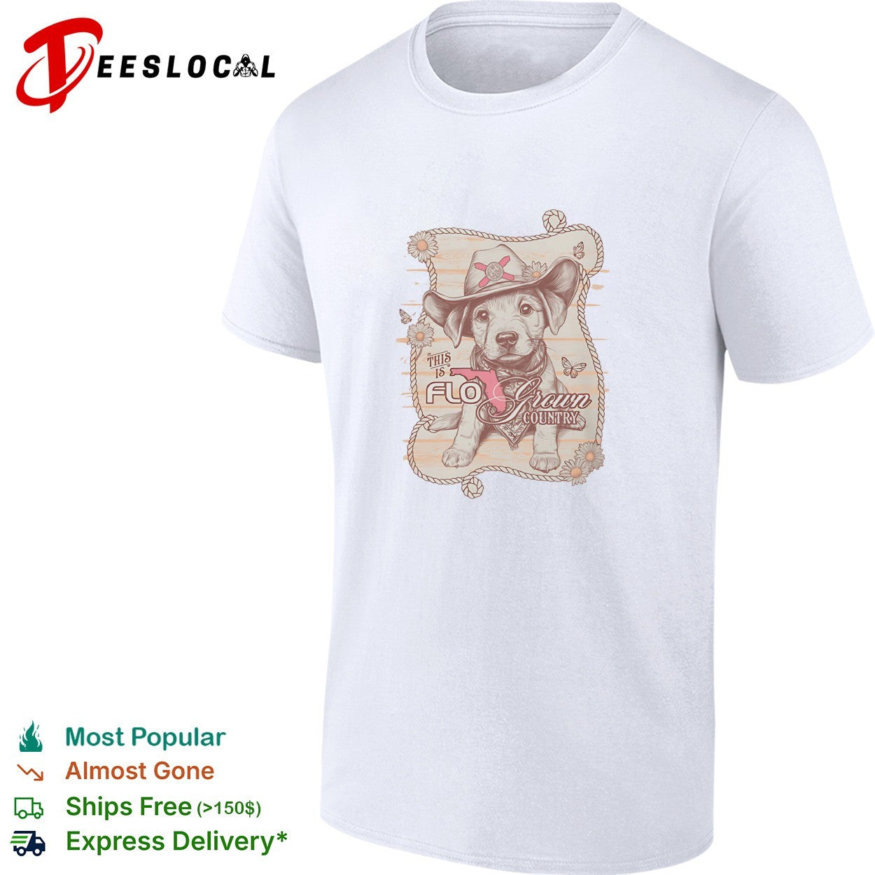 This is FloGrown country puppy cowboy hat shirt