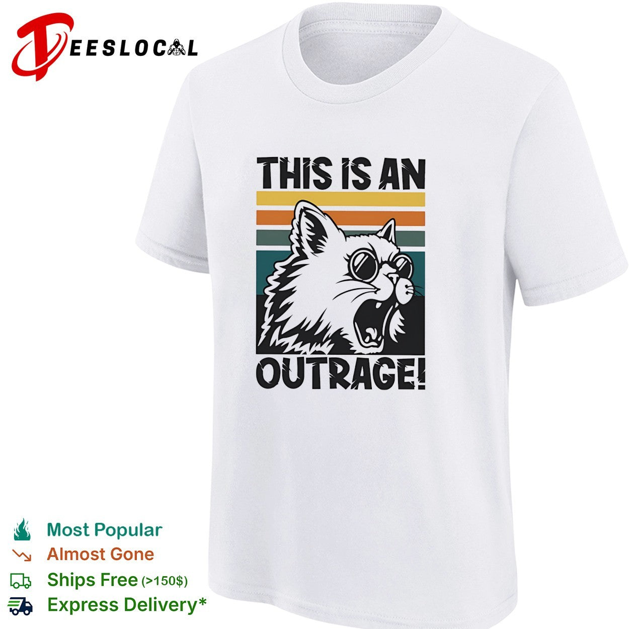 This is an outrage angry cat vintage shirt