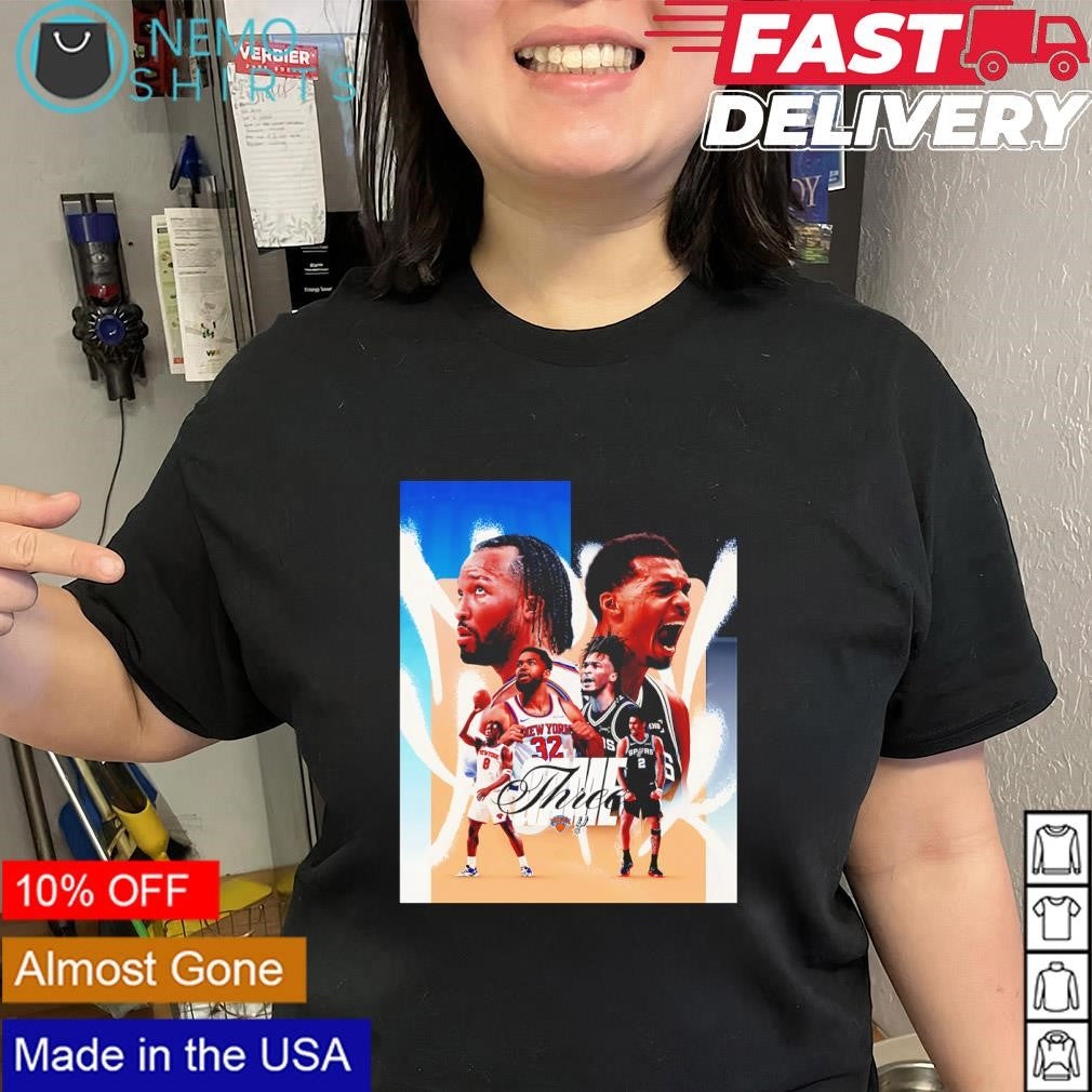 Three 2026 NBA Finals Knicks and Spurs highlights matchup shirt