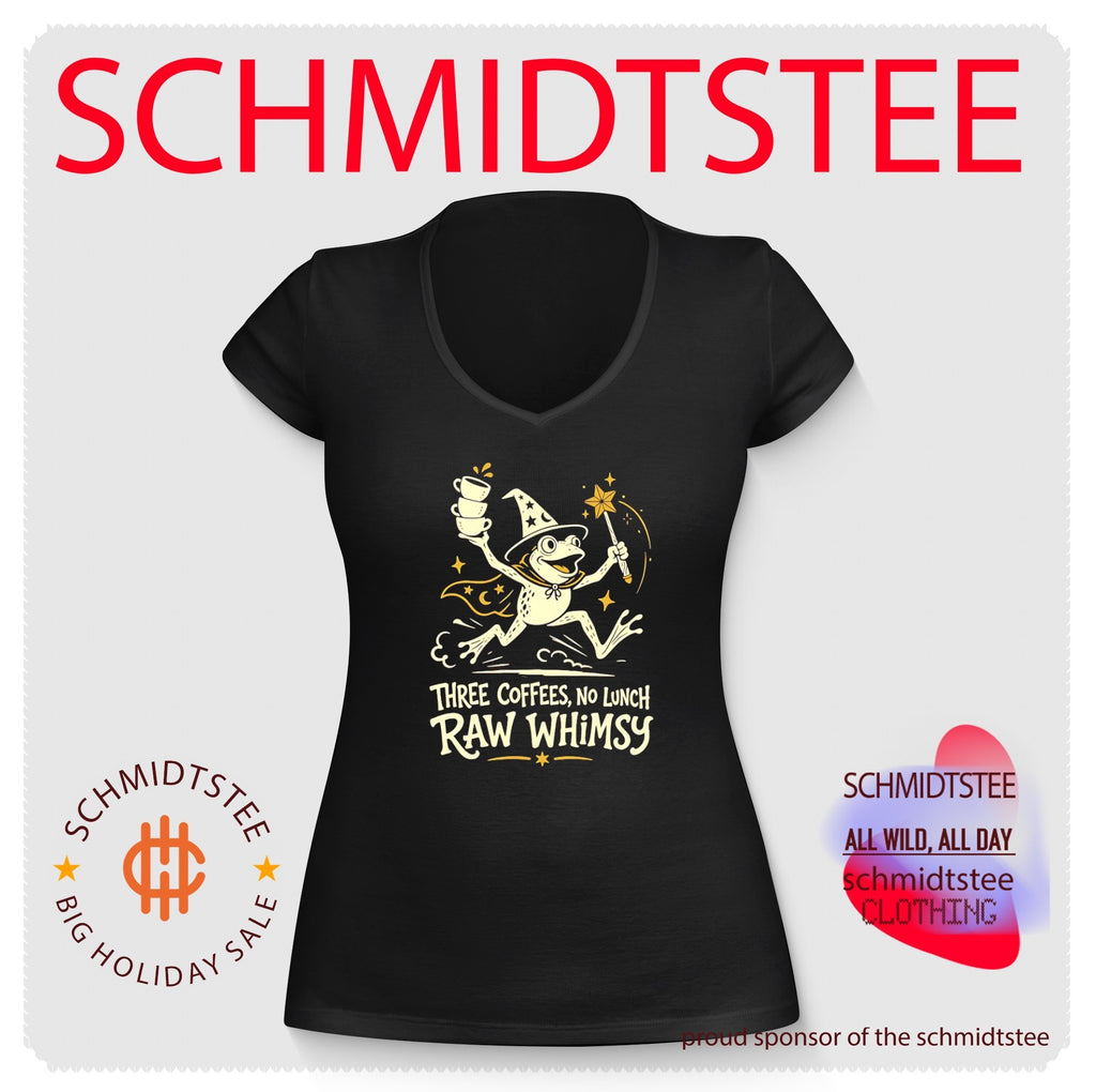 Three coffees no lunch raw whimsy frog wizard shirt