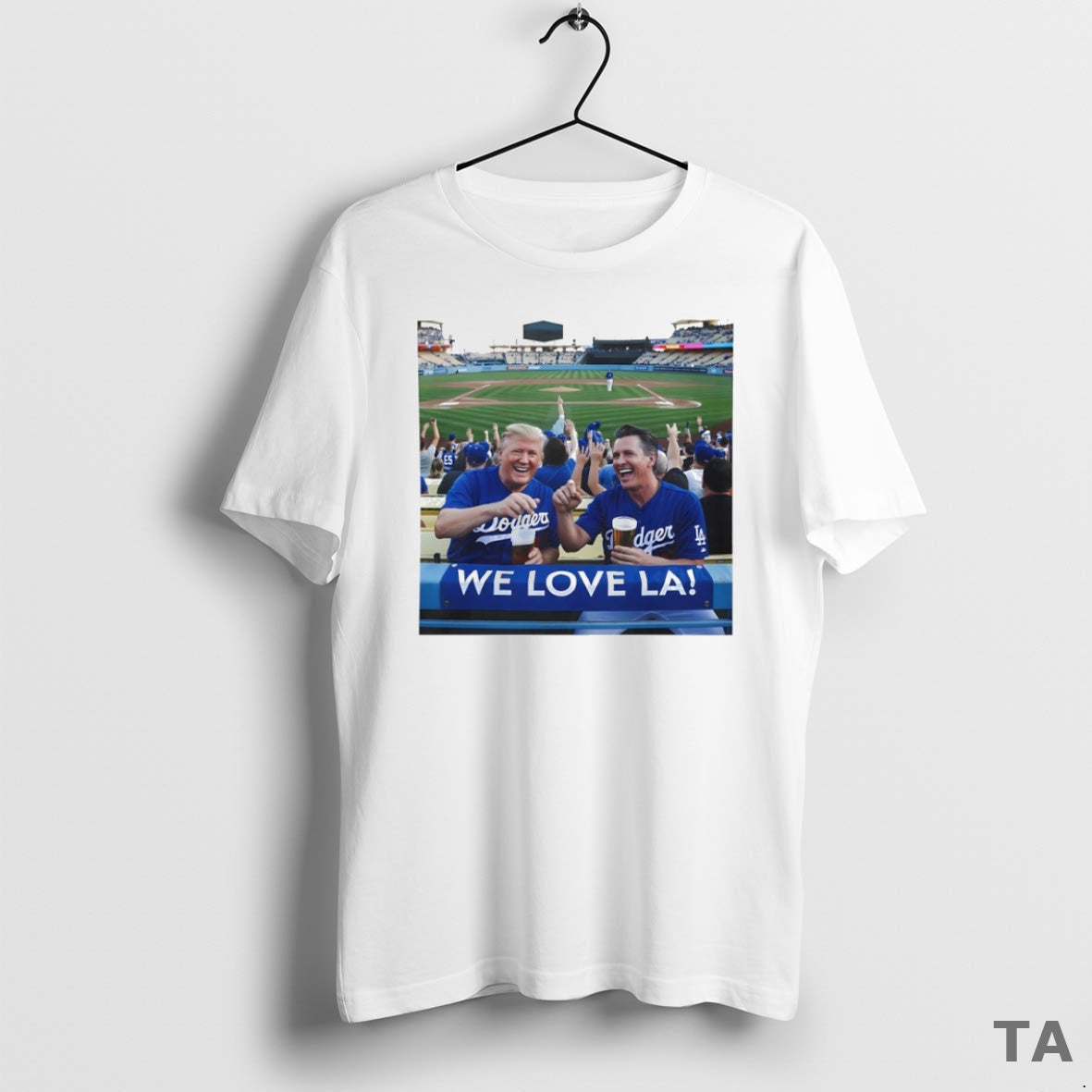 Top Donald Trump And Gavin Newsom We Love La Los Angeles Dodgers Circle Shirt Hoodie Sweatshirt | PurePodTees.com