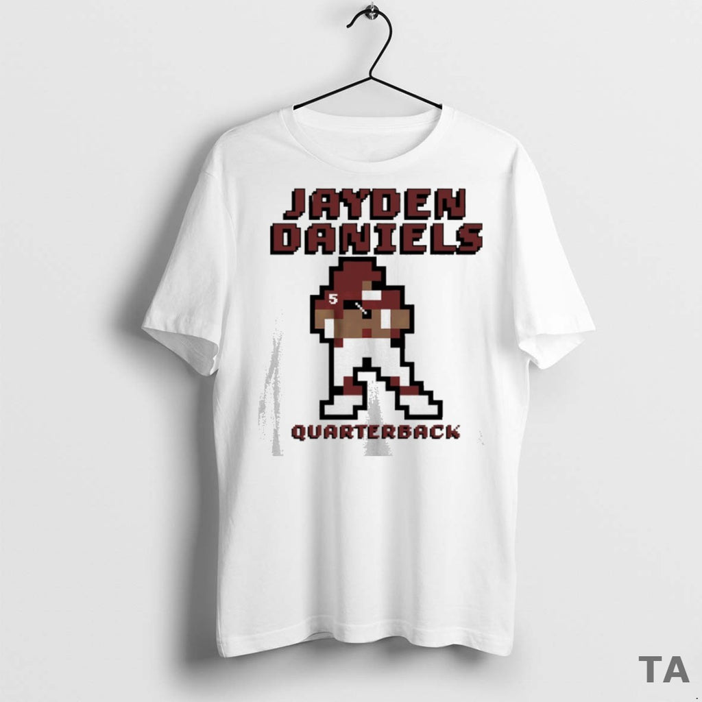 Top Jayden Daniels Washington Commanders Quarterback Pixel T Shirt Sweater