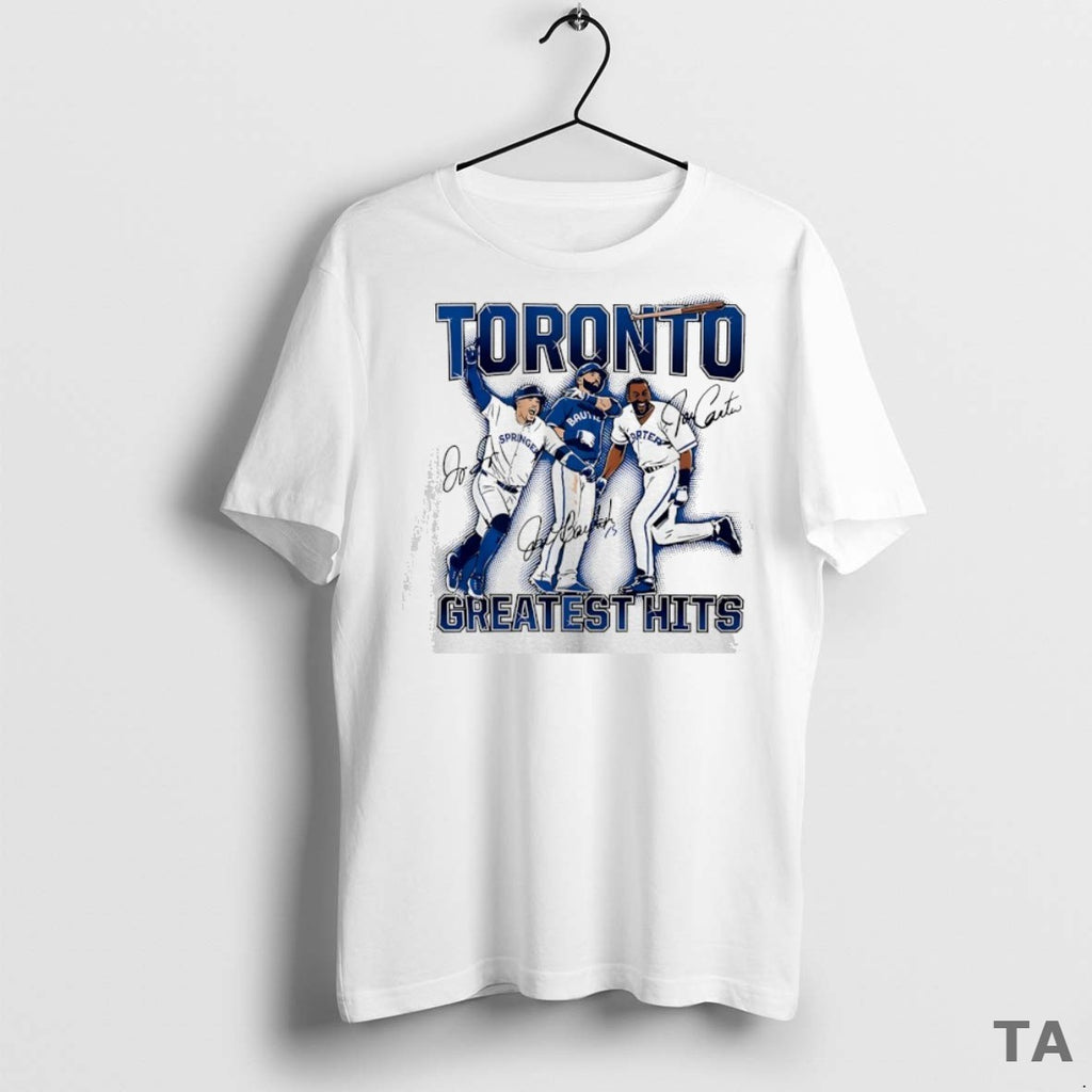 Top Joe Carter Jose Bautista And George Springer Toronto Blue Jays Greatest Hits Signature Shirt Hoodie Sweatshirt