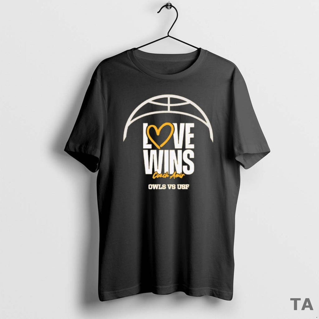 Top Ksu Owls And South Florida Face Off 2025 Love Wins Coach Amir Shirt Hoodie Sweatshirt | PurePodTees.com