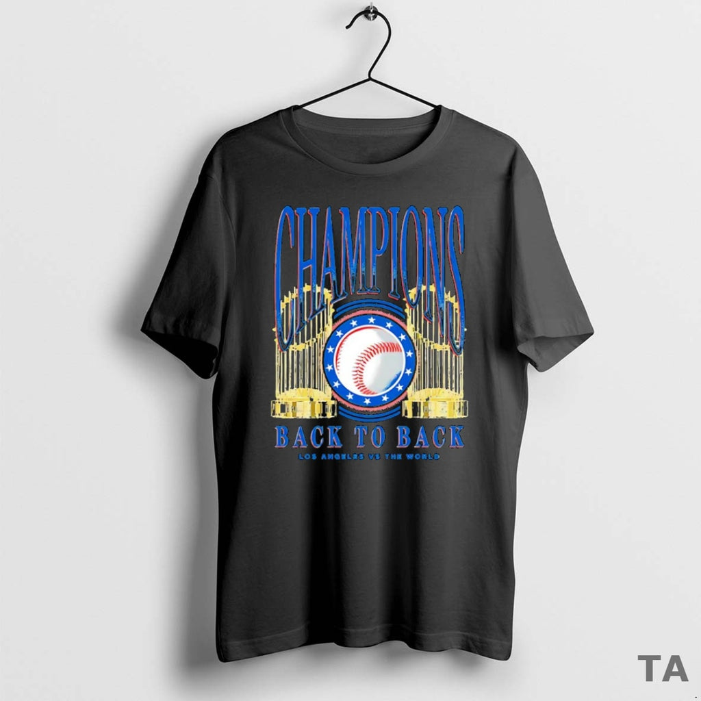 Top Los Angeles Dodgers 2025 Mlb World Series Champions Back To Back Trophies Shirt Hoodie Sweatshirt | PurePodTees.com