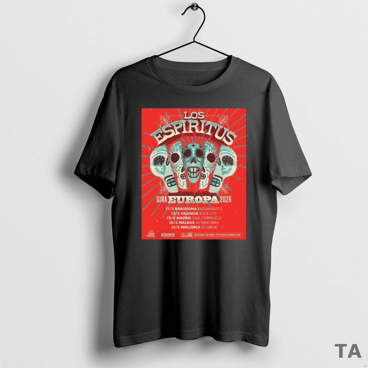 Top Los Espiritus Gira Europa Tour 2026 11 3 Barcelona 12 3 Valencia Shirt Hoodie Sweatshirt | PurePodTees.com