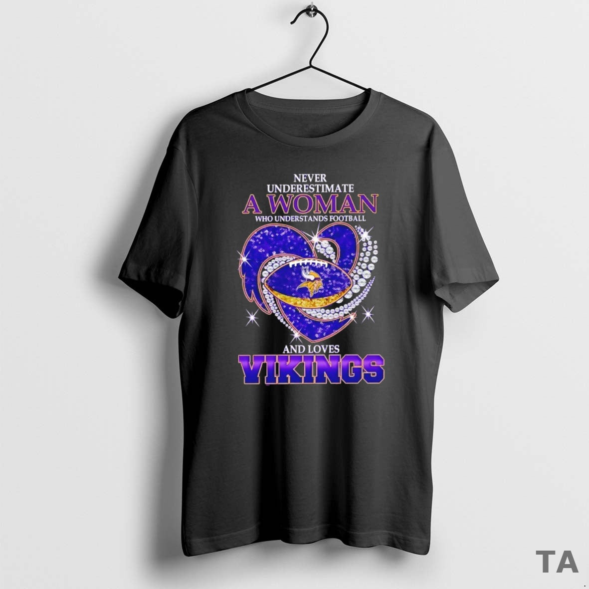 Top Never Underestimate A Woman Who Understands Football And Loves Minnesota Vikings Football Heart Shirt Hoodie Sweatshirt