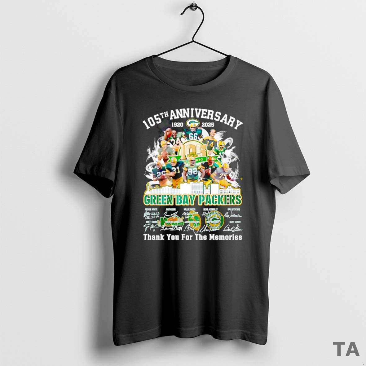 Top Skyline 105th Anniversary 1920 2025 Green Bay Packers Thank You For The Memories Shirt Hoodie Sweatshirt