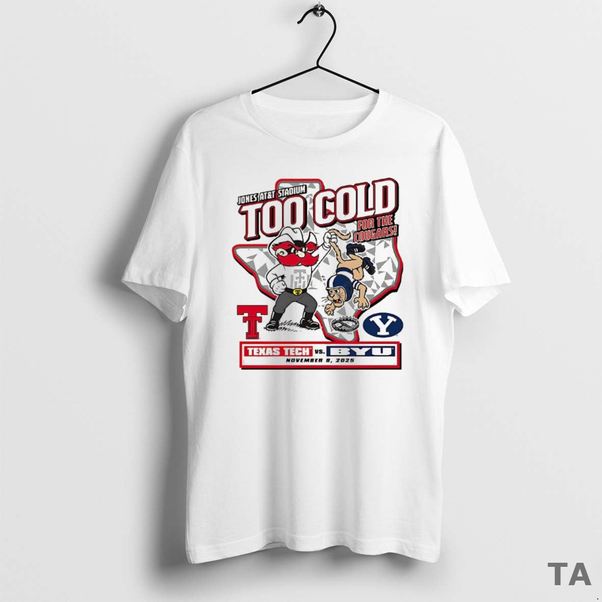 Top Texas Tech Red Raiders Vs Byu Cougars Ncaa 2025 Too Cold Gameday Shirt Hoodie Sweatshirt | PurePodTees.com