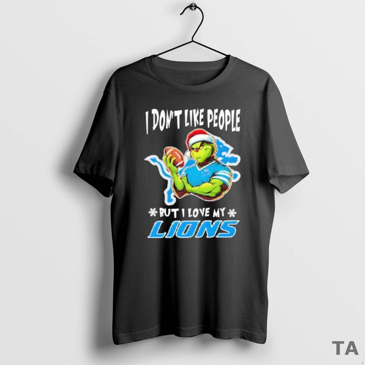 Top The Grinch I Dont Like People_e2_80_a6 But I Love My Detroit Lions Christmas Shirt Hoodie Sweatshirt | PurePodTees.com