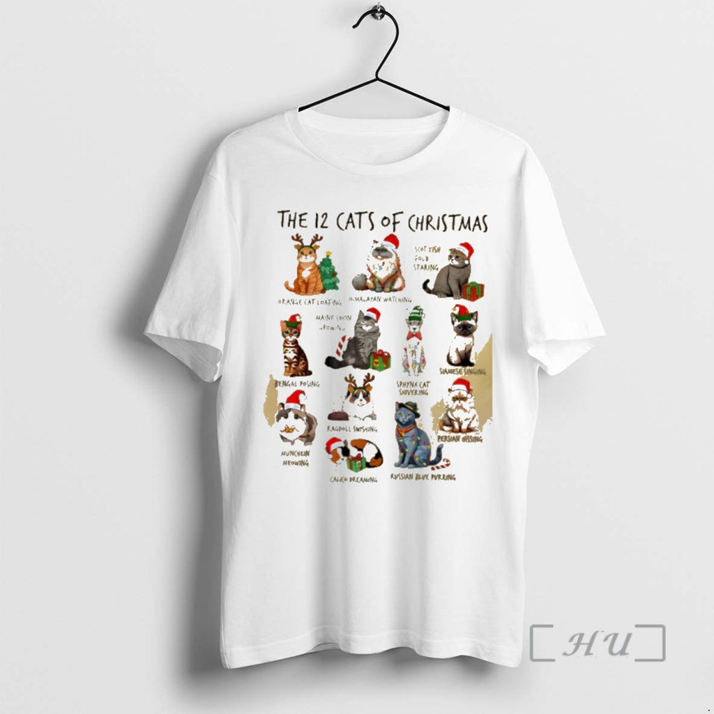 Trending 12 Cats Of Christmas Shirt Hoodie Sweatshirt | PurePodTees.com