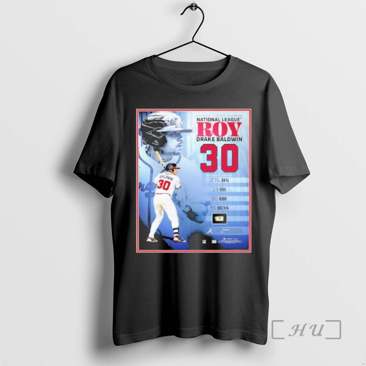 Trending 30 Drake Baldwin Atlanta Braves 2025 National League Roy Shirt Hoodie Sweatshirt | PurePodTees.com