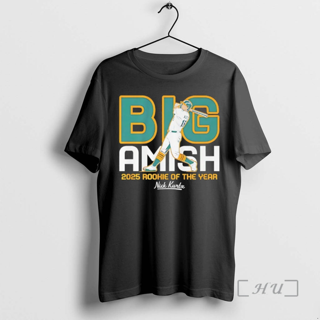 Trending Athletics Baseball Nick Kurtz Big Amish 2025 Rookie Of The Year Premium T Shirts Hoodie Sweatshirt | PurePodTees.com