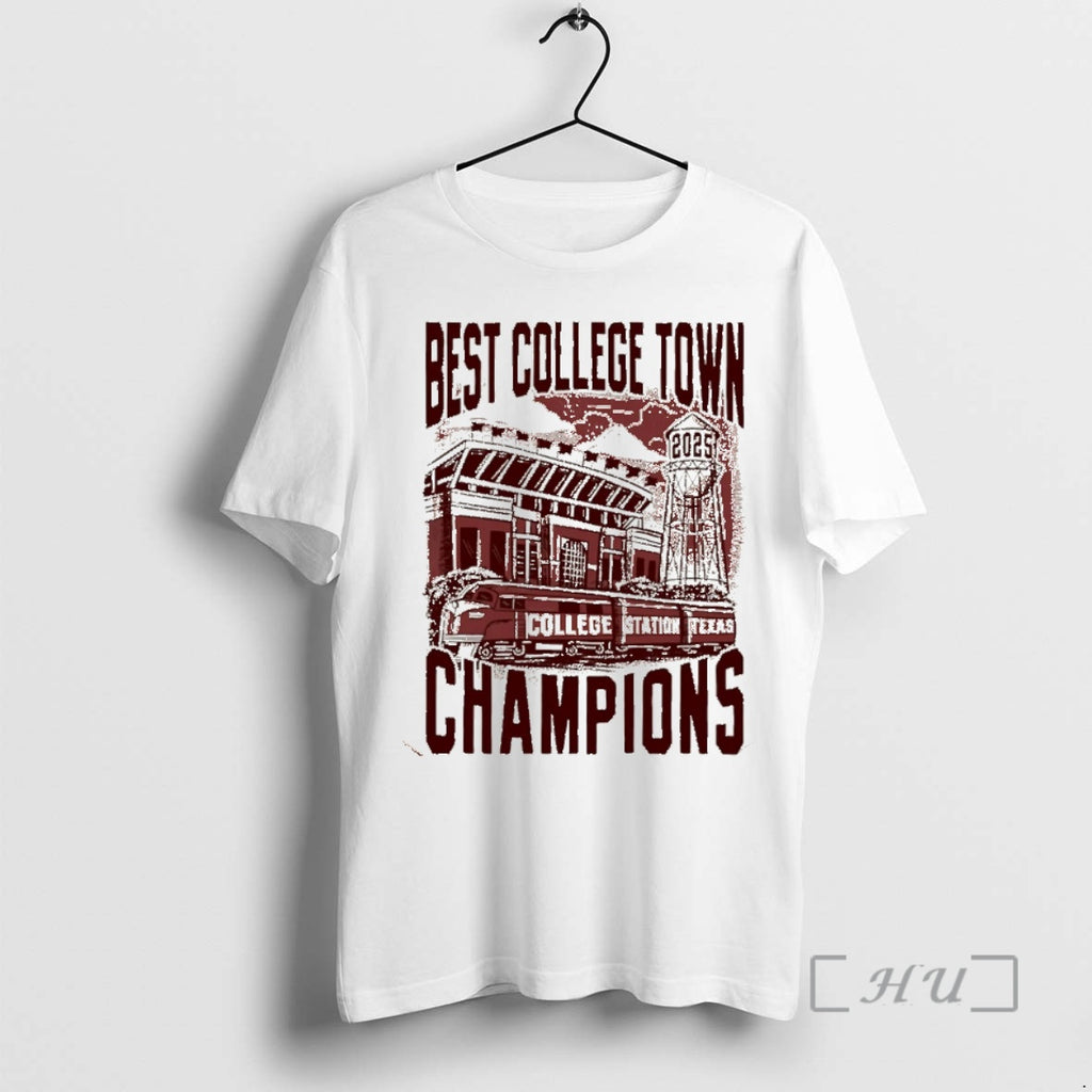 Trending Best College Town 2025 Champions College Station Texas Christmas Shirt Hoodie Sweatshirt | PurePodTees.com