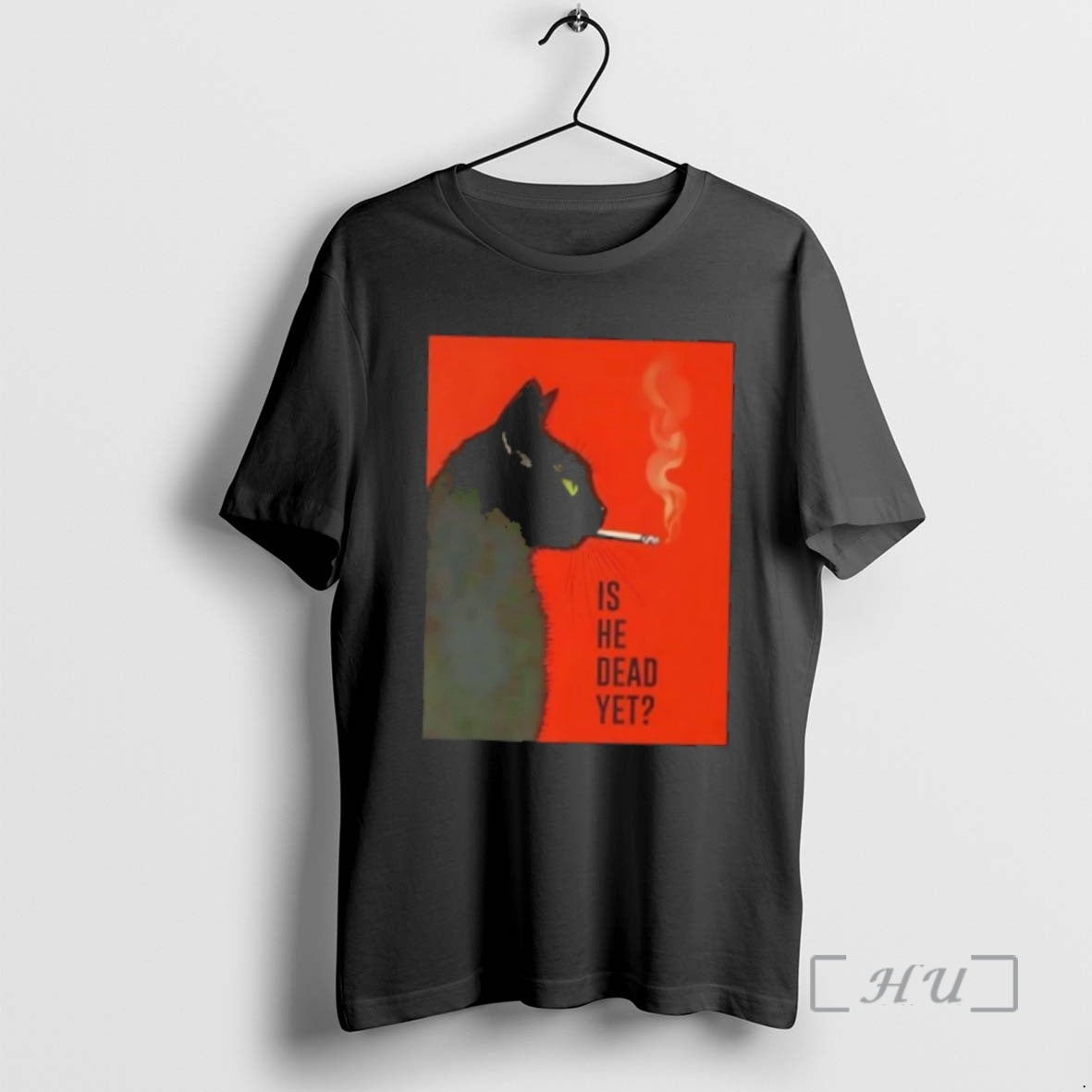 Trending Black Cat Smoking Is He Dead Yet Shirt Hoodie Sweatshirt | PurePodTees.com