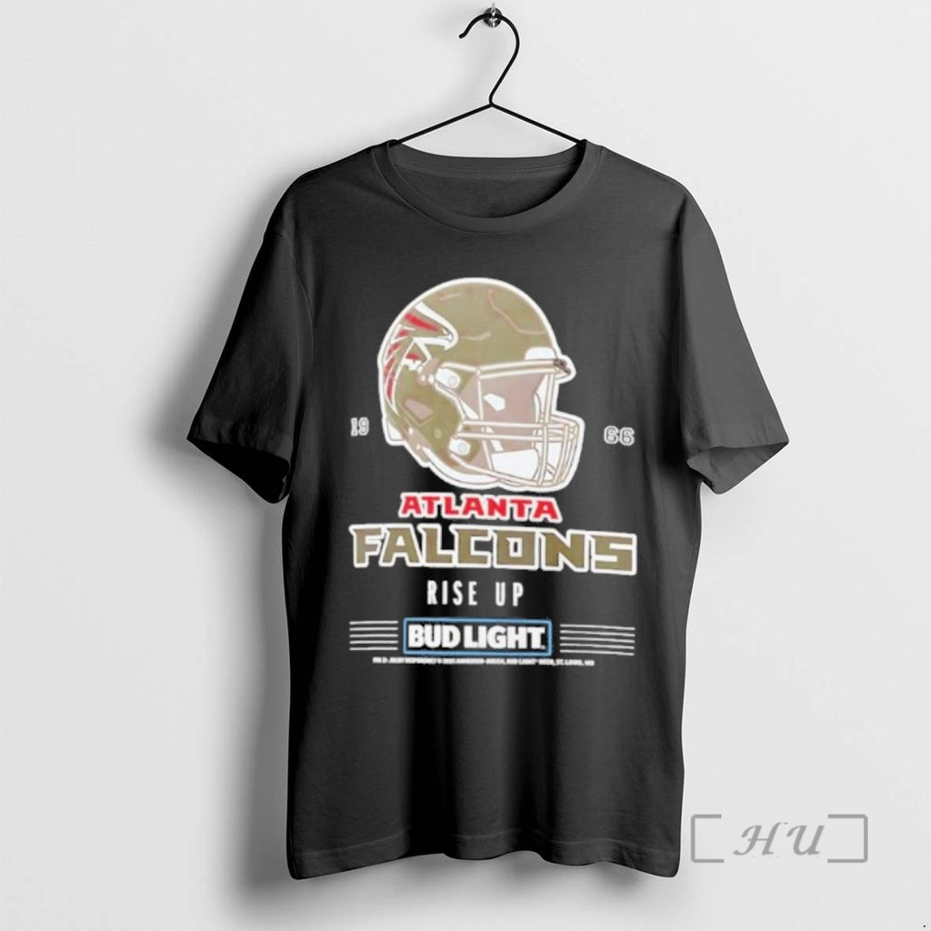 Trending Bud Light X Atlanta Falcons Rise Up Helmet Shirt Hoodie Sweatshirt | PurePodTees.com