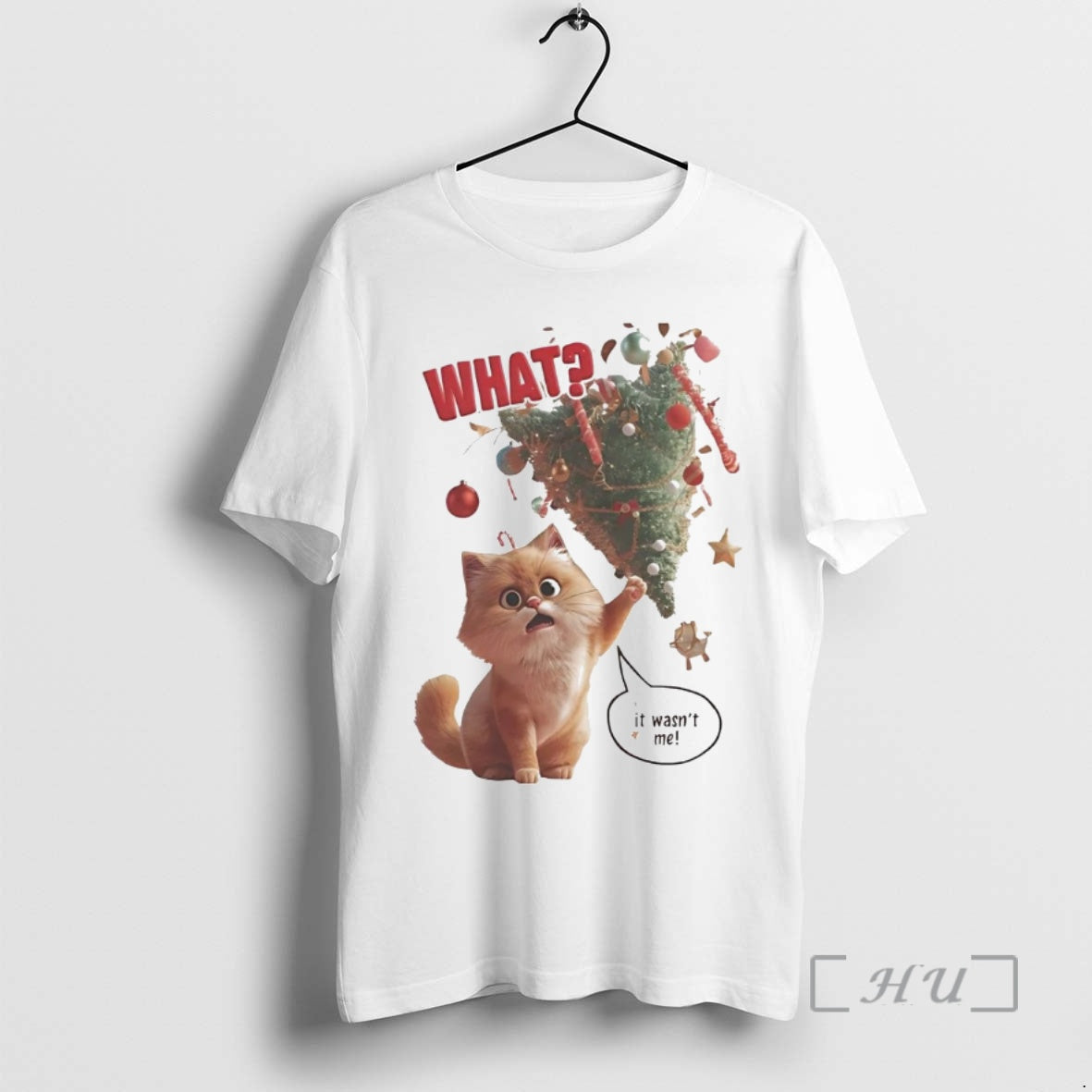 Trending Cat Falling Christmas Tree What It Wasnt Me Shirt Hoodie Sweatshirt | PurePodTees.com