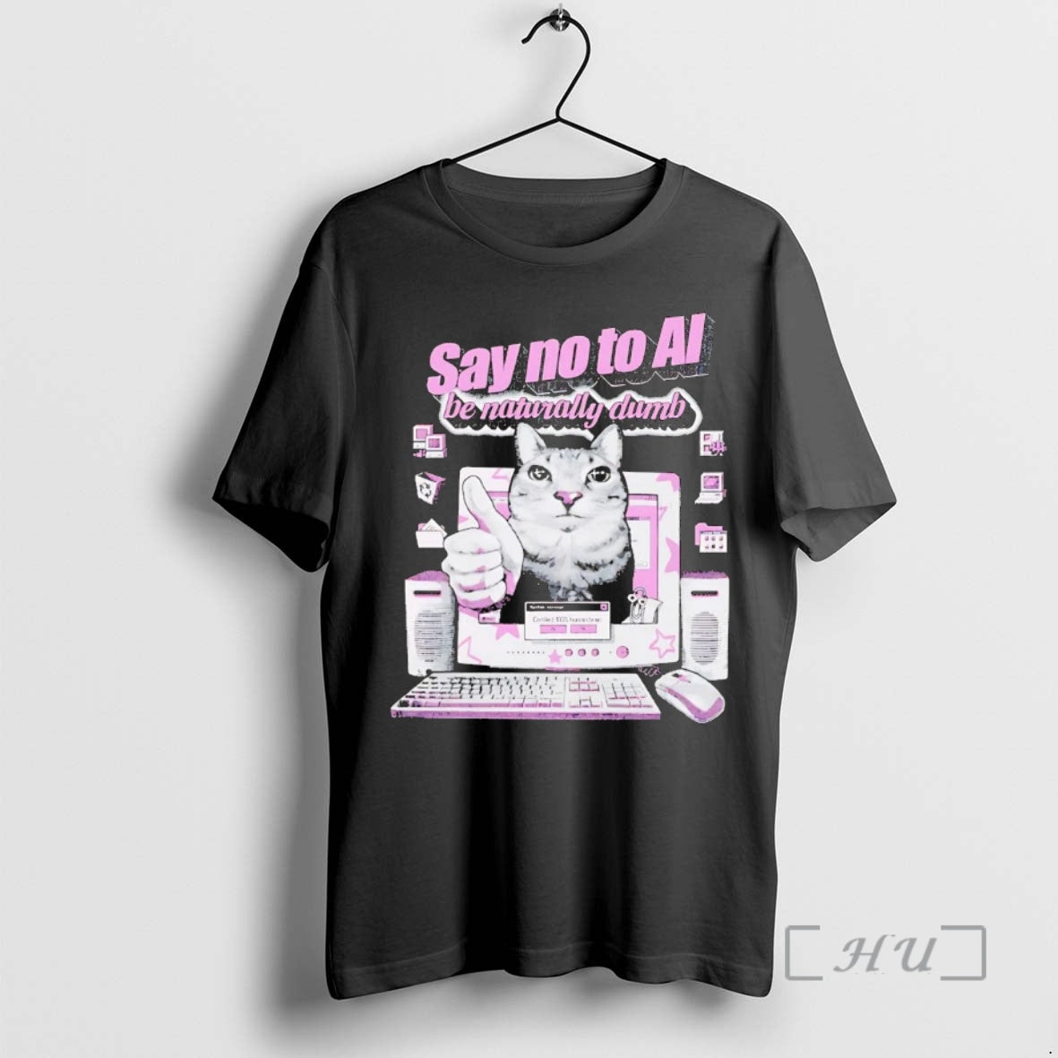 Trending Cat Say No To Ai Be Naturally Dumb Shirt Hoodie Sweatshirt | PurePodTees.com
