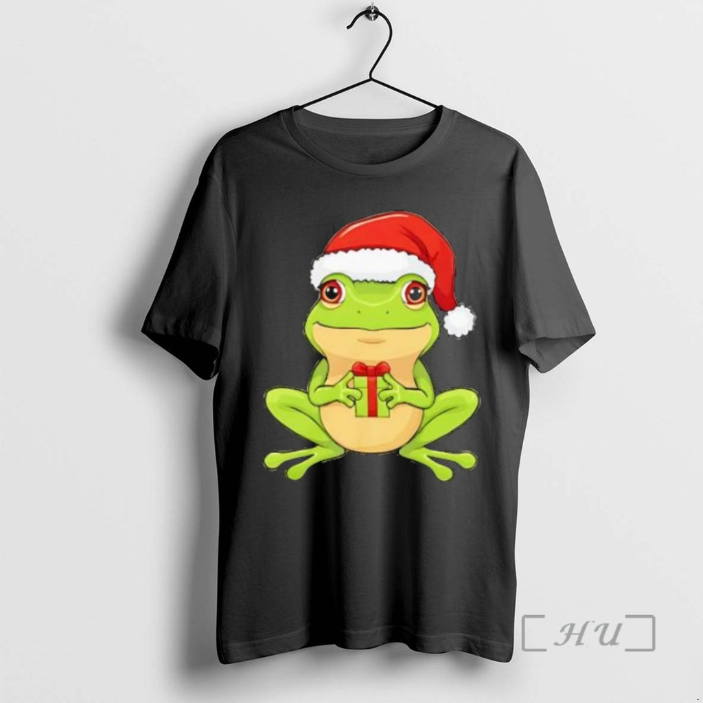 Trending Cute Christmas Frog With Santa Hat Shirt Hoodie Sweatshirt | PurePodTees.com