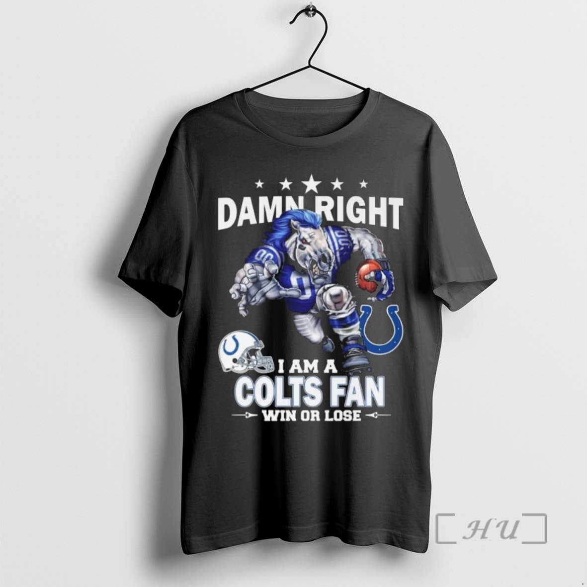 Trending Damn Right I Am A Indianapolis Colts Fan Win Or Lose Mascot 2025 Premium Shirt Hoodie Sweatshirt | PurePodTees.com