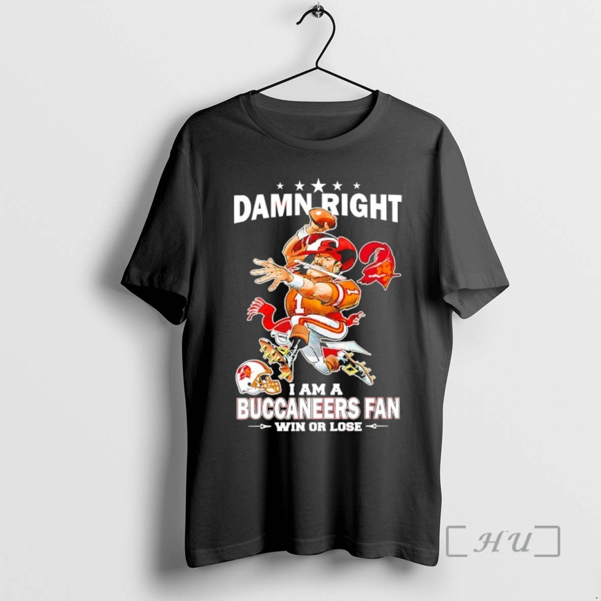 Trending Damn Right I Am A Tampa Bay Buccaneers Fan Win Or Lose Mascot Premium Shirt Hoodie Sweatshirt | PurePodTees.com