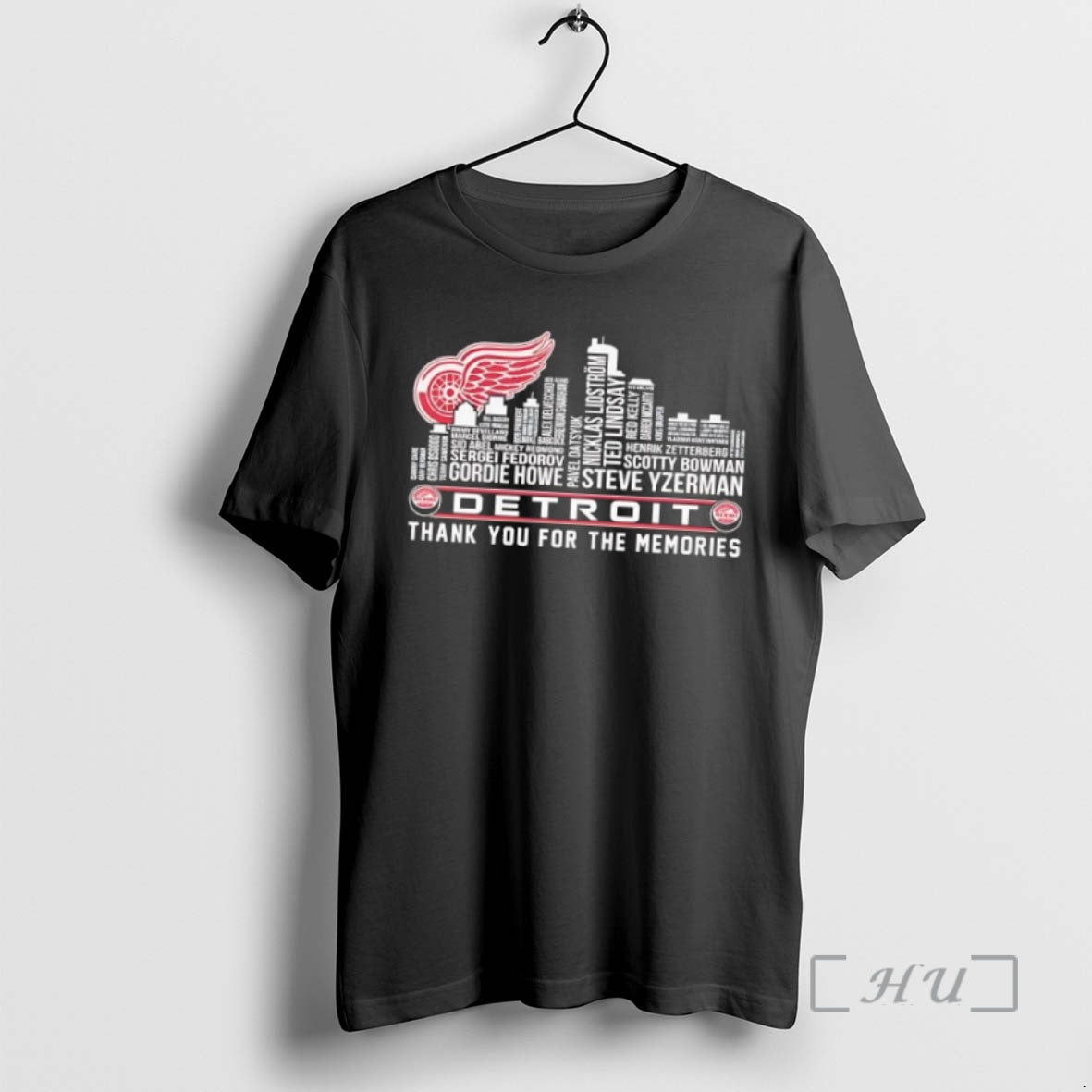 Trending Detroit Red Wings Players Names City Skyline Thank You For The Memories Premium Shirt Hoodie Sweatshirt