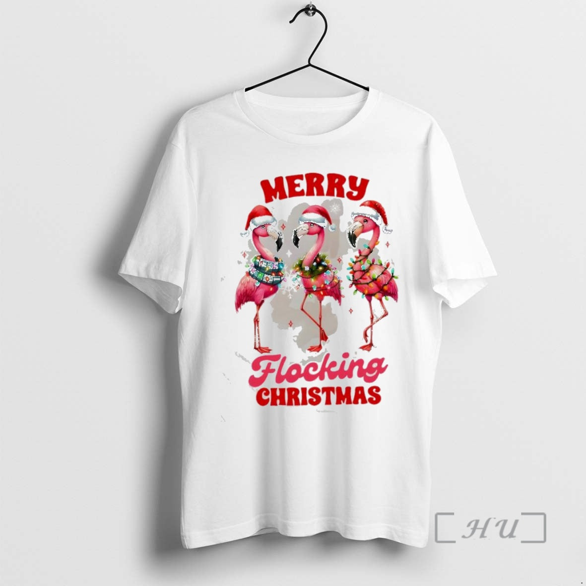 Trending Flamingos Merry Flocking Christmas Shirt Hoodie Sweatshirt | PurePodTees.com